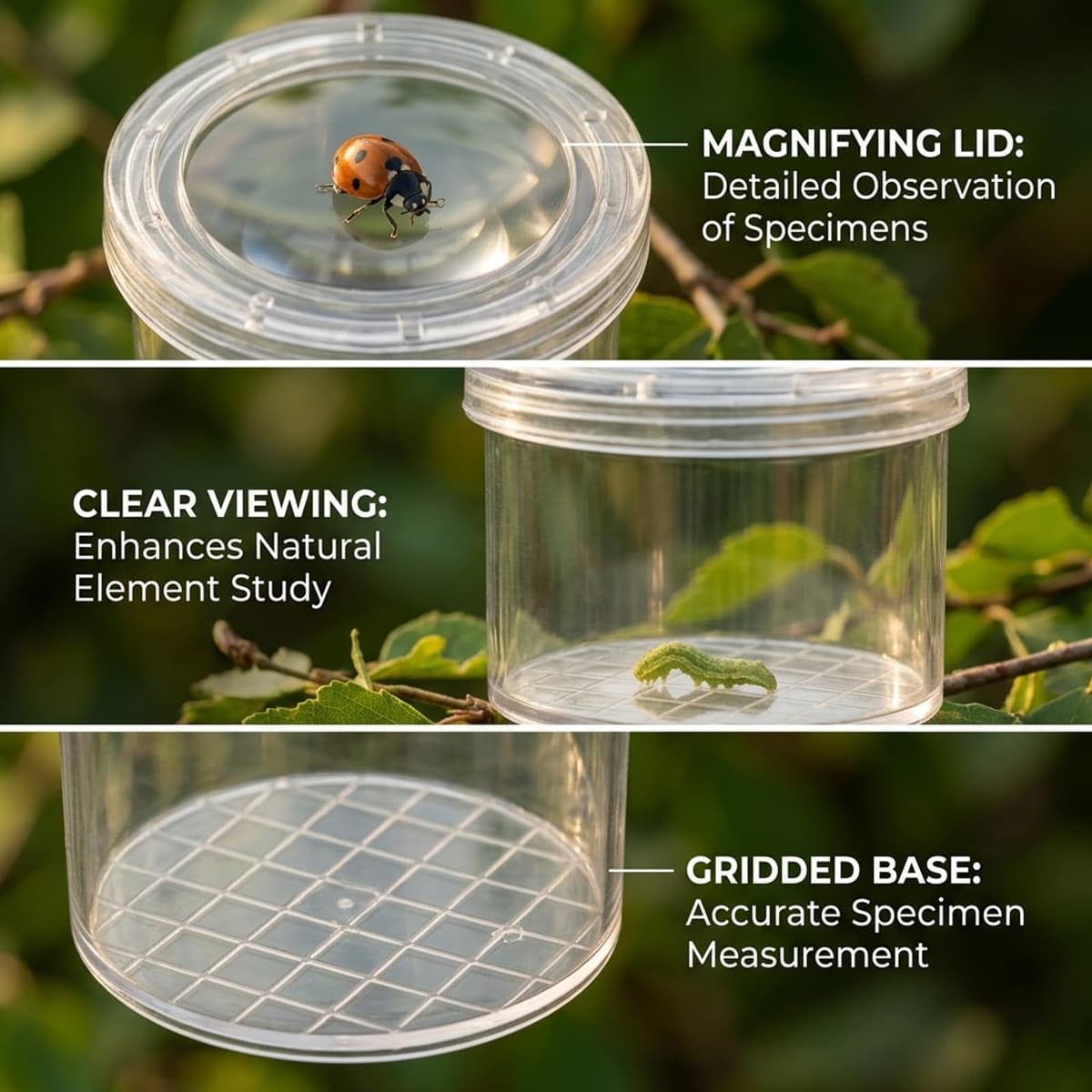 12 Pcs Bug Catcher, Insect Observation Bug Box Set, Magnifying Glass Containers for Nature Study, Ideal for Outdoor Exploration and Science Activities, Compact 40 x 40 x 30 mm Design — view 3