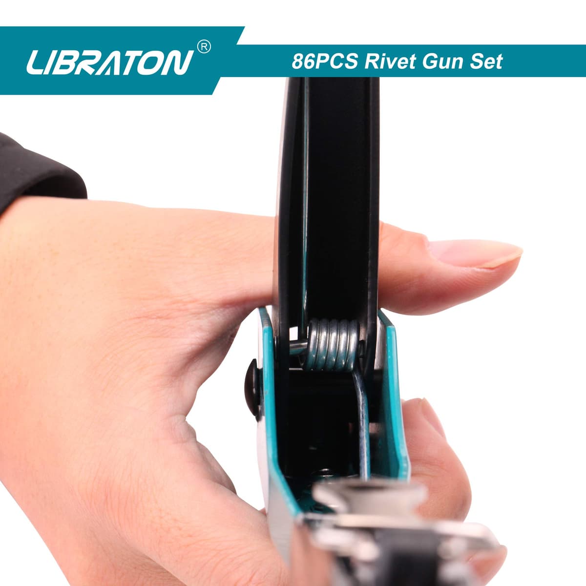 Libraton Remachadora Manual de 80 Piezas, Pistola de Remaches con Remaches de 4 Tamaños HSS Brocas, Herramienta Remachadora Profesional para Automoción, Ferrocarriles, Muebles, Instrumentos — view 4