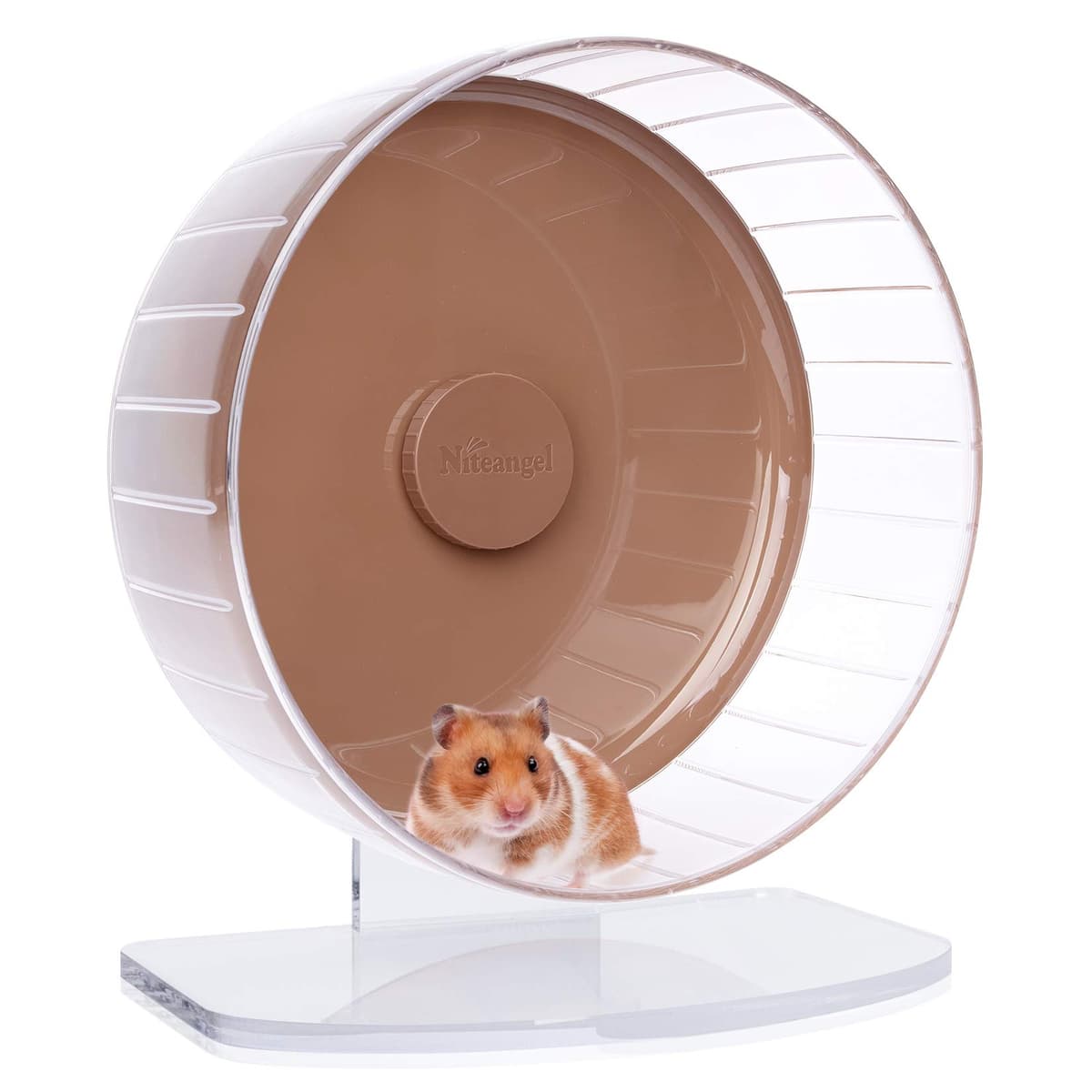 Niteangel Super Silent Hamster Exercise Wheels - Quiet Spinner Hamster Running Wheels with Adjustable Stand for Hedgehog Gerbils Mice Or Other Small Animals (Large, Transparent) — view 24
