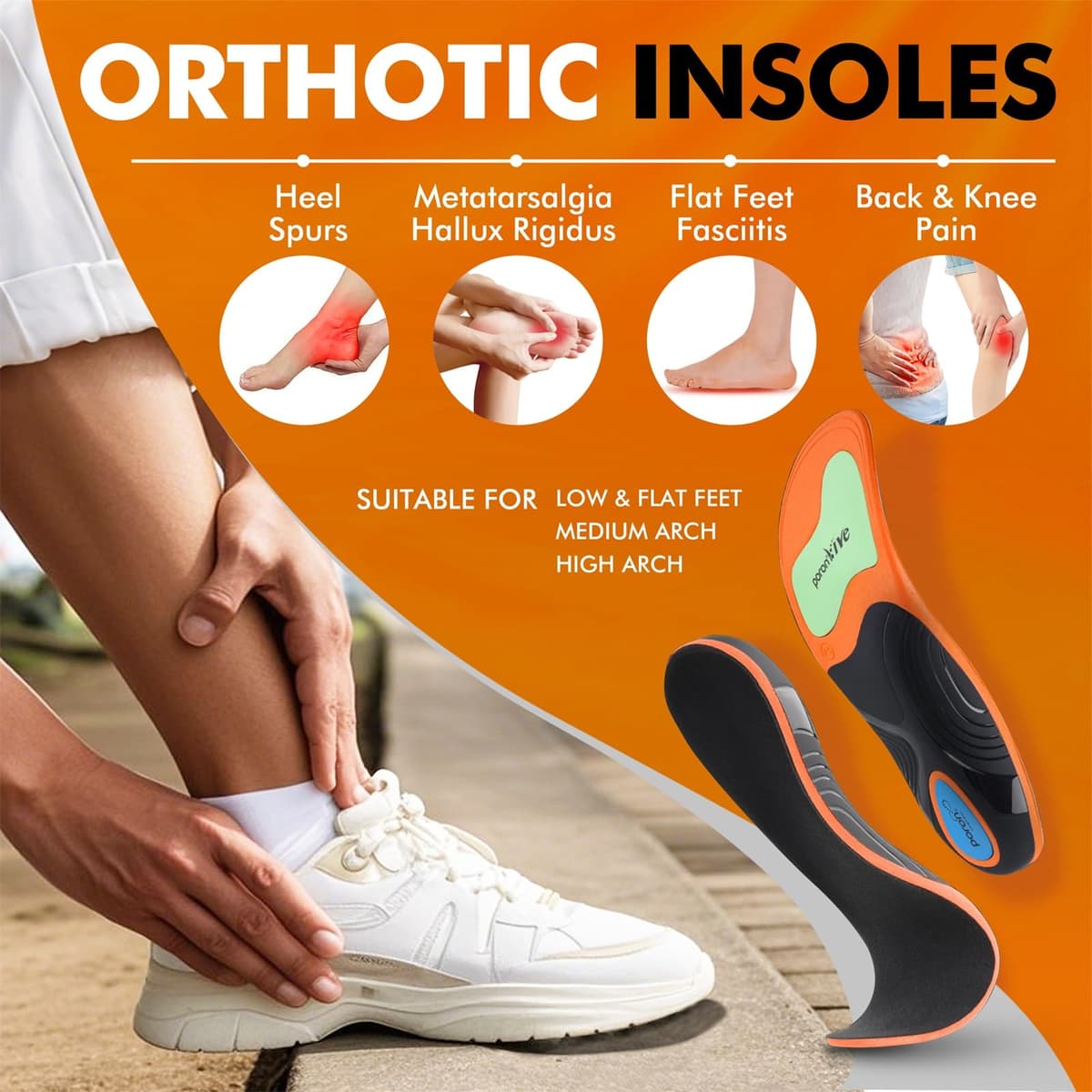 Plantillas Fascitis Plantar Trabajo, Plantillas Ortopedicas para Pies Planos, Arco Pies Cavos, Dolor de Espalda, Espolon Calcaneo, Plantillas Zapatos Confort Foam para Hombres y Mujere — view 2