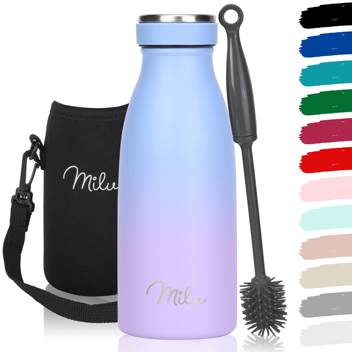Milu Stainless Steel Drinking Bottle 1500 ml - Insulated Thermo Flask for Water - Leak Proof, Insulated and Double Walled, Carbonated (Granite Navy Blue, 1,5L) — view 56