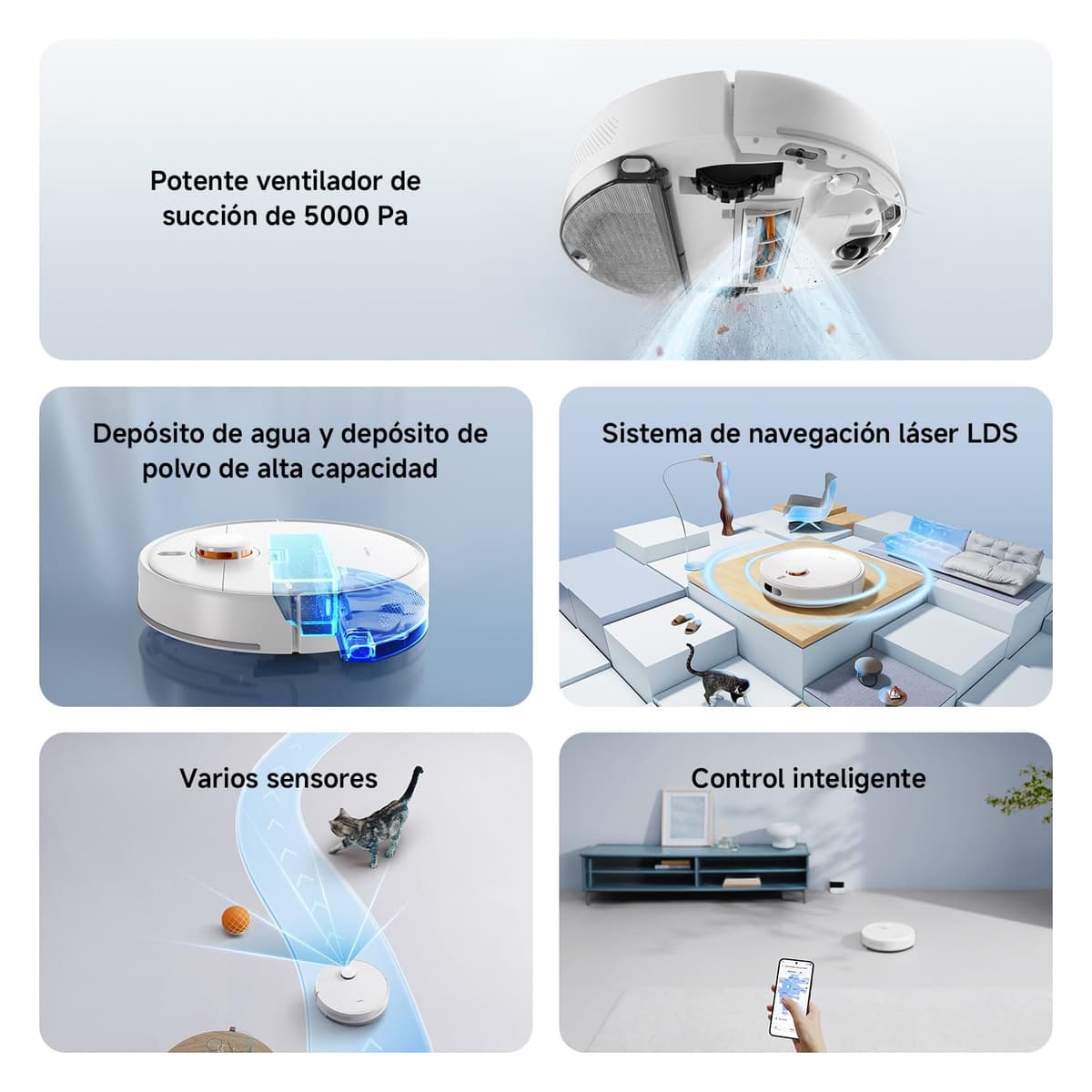 XIAOMI Robot Vacuum S40C, Aspirador y fregona 2 en 1, 5000Pa de succión, navegación Inteligente LDS, Recarga automática, Compatible con Suelos Duros y alfombras de Pelo Corto — view 2
