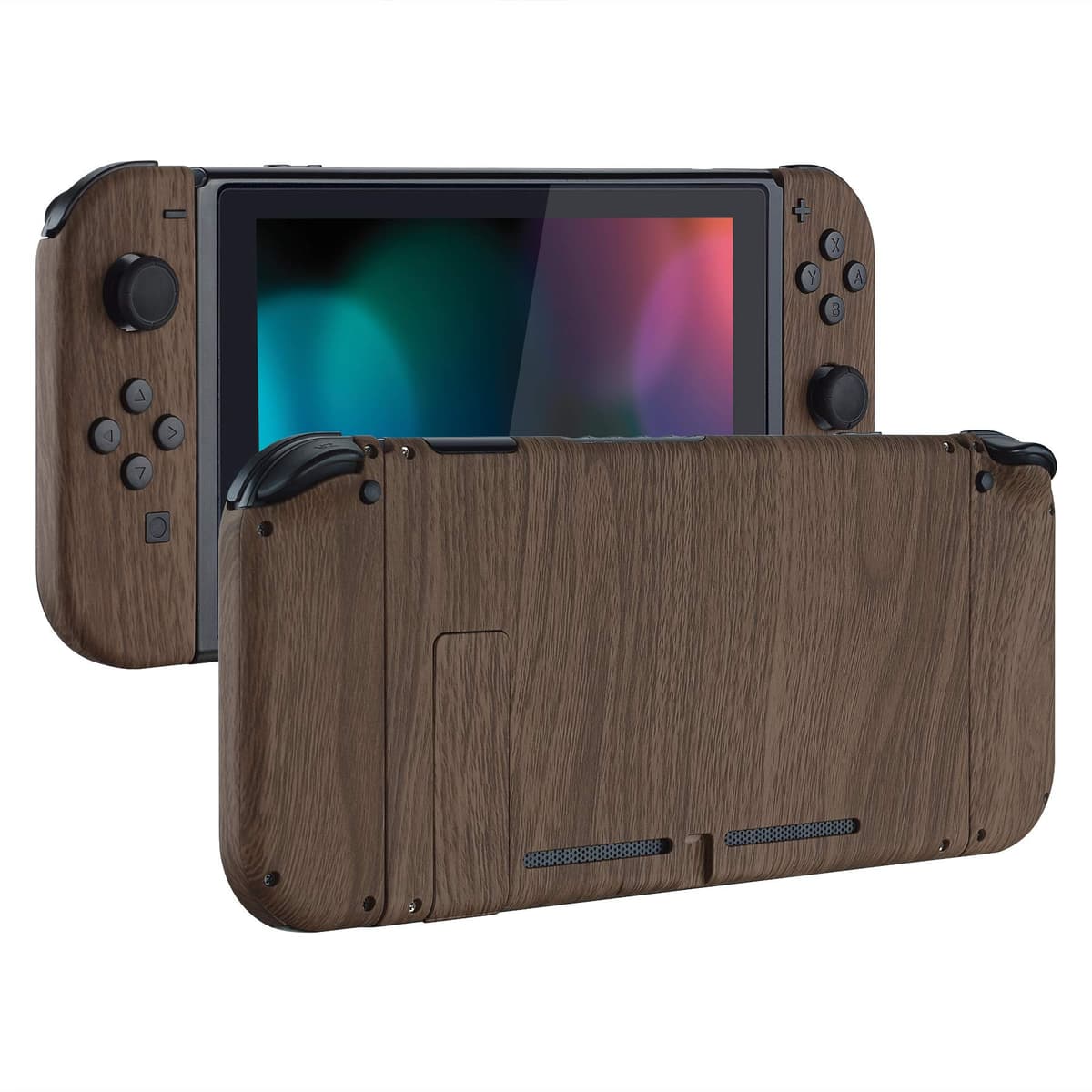 eXtremeRate Back Plate for Nintendo Switch Console, NS Joy con Handheld Controller Housing with Full Set Buttons, DIY Replacement Shell for Nintendo Switch - Chrome Gold — view 12