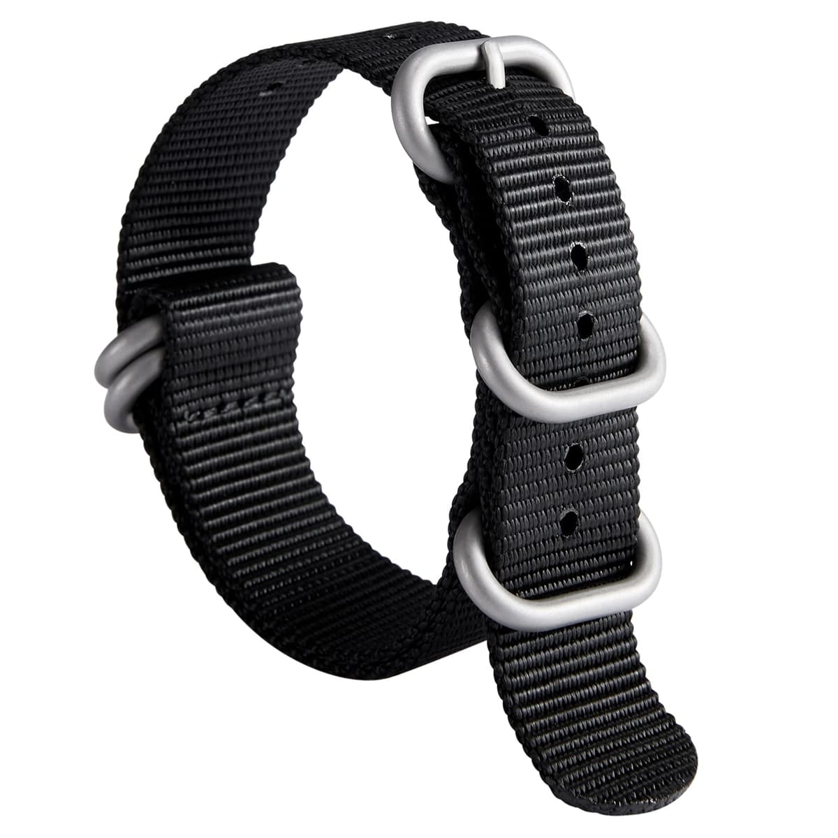 BINLUN Correa de Reloj de Nylon Military G10 Ballistic Nailon Bandas Multicolor para Hombres Mujeres 18mm 19mm 20mm 21mm 22mm 23mm 24mm con Hebilla de Acero Inoxidable Plateado/Negro — view 20