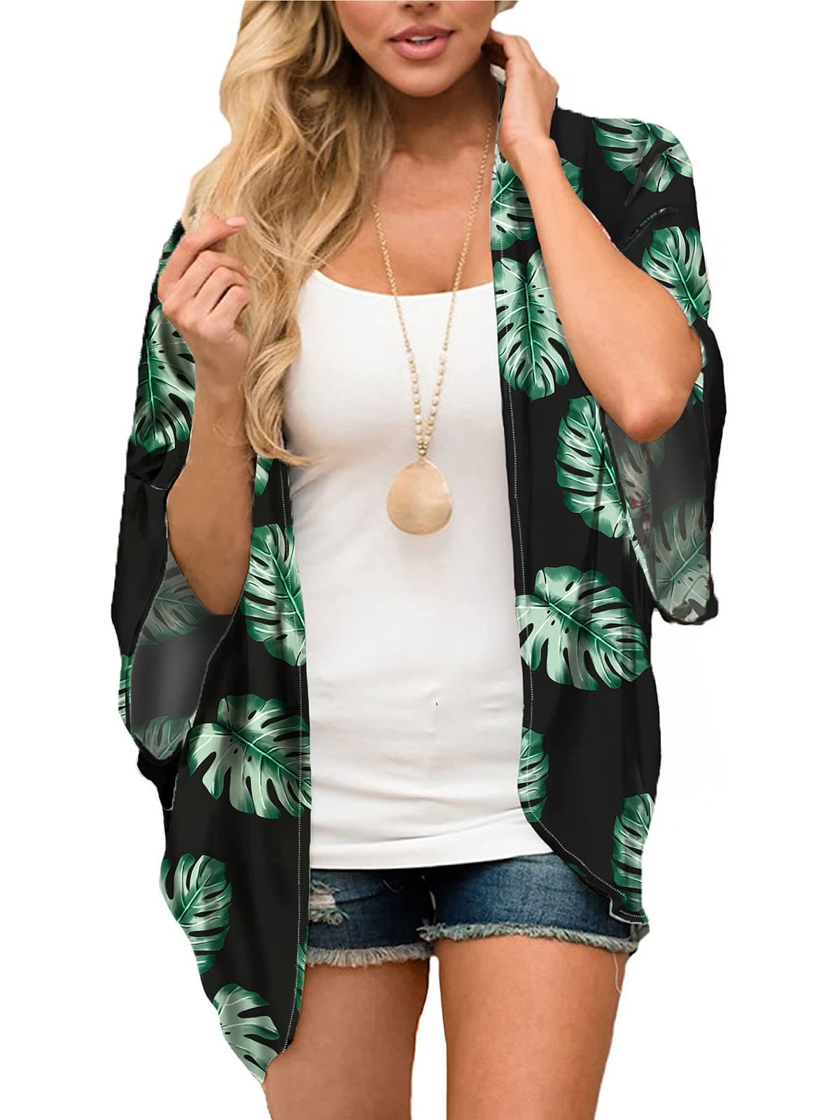 MayBuy Women's Summer Long Flowy Kimono Cardigans Boho Chiffon Floral Beach Cover Up Tops — view 41