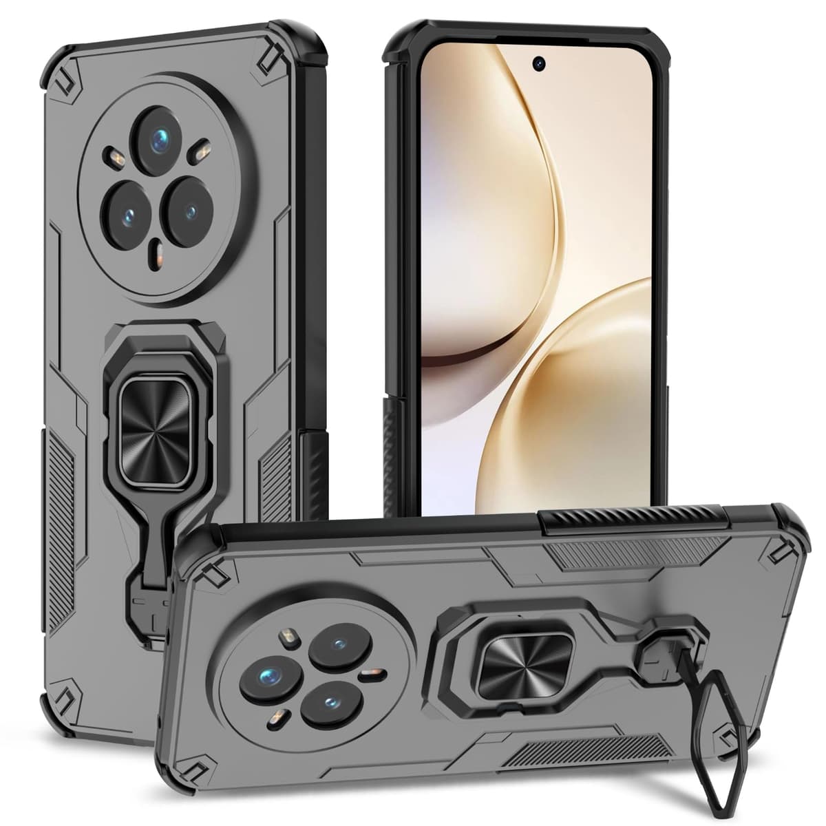 Funda para CMF Phone 2 Pro, Carcasa Antigolpes con Soporte anular metálico, Case Protectora de Grado Militar, Negro — view 1439