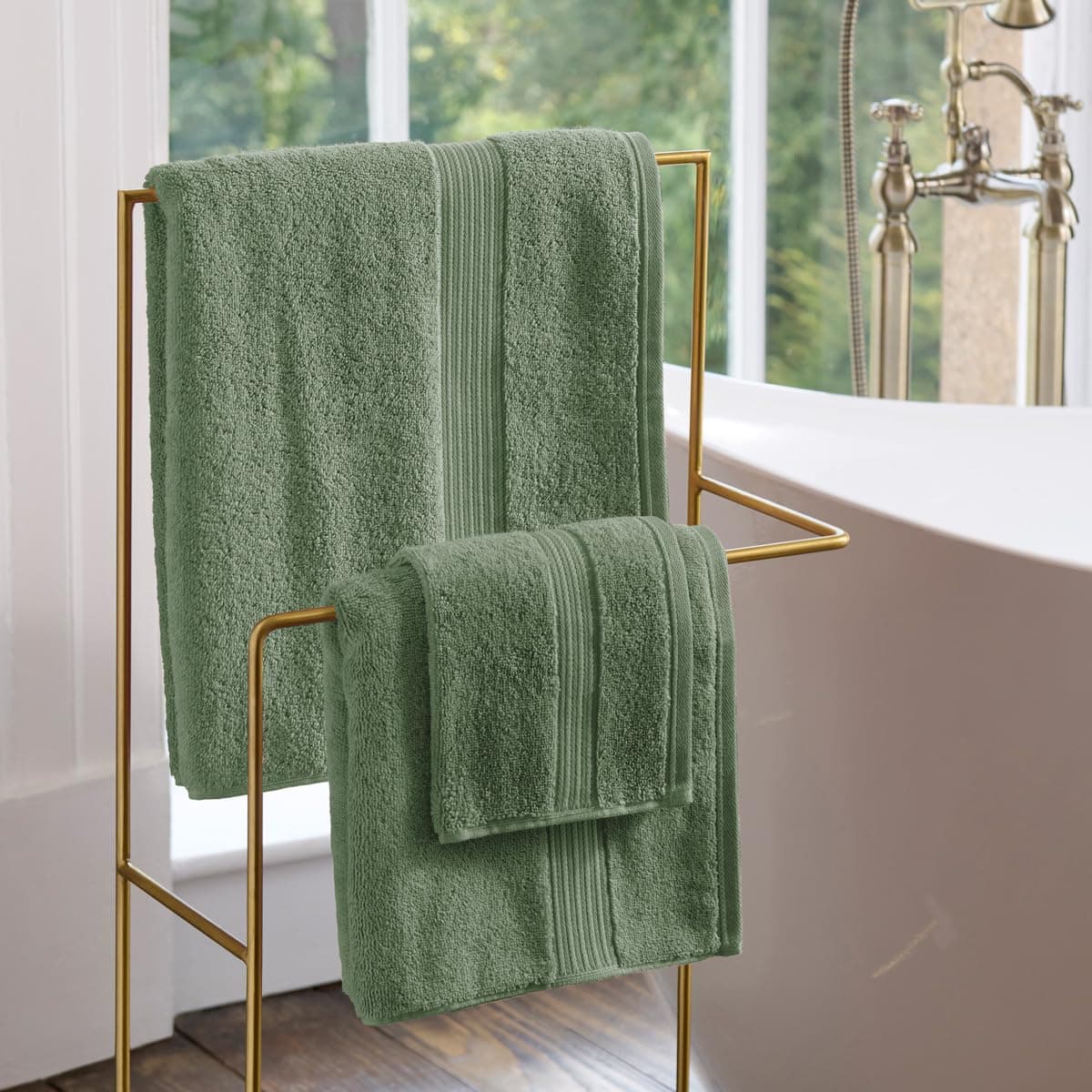 Christy Supreme Hygro 2 Hand Towels Set | Bay Leaf | 100% Luxury Supima Cotton | Ultra Soft | Super Absorbent | 650GSM | Plush and Long Lasting — view 2