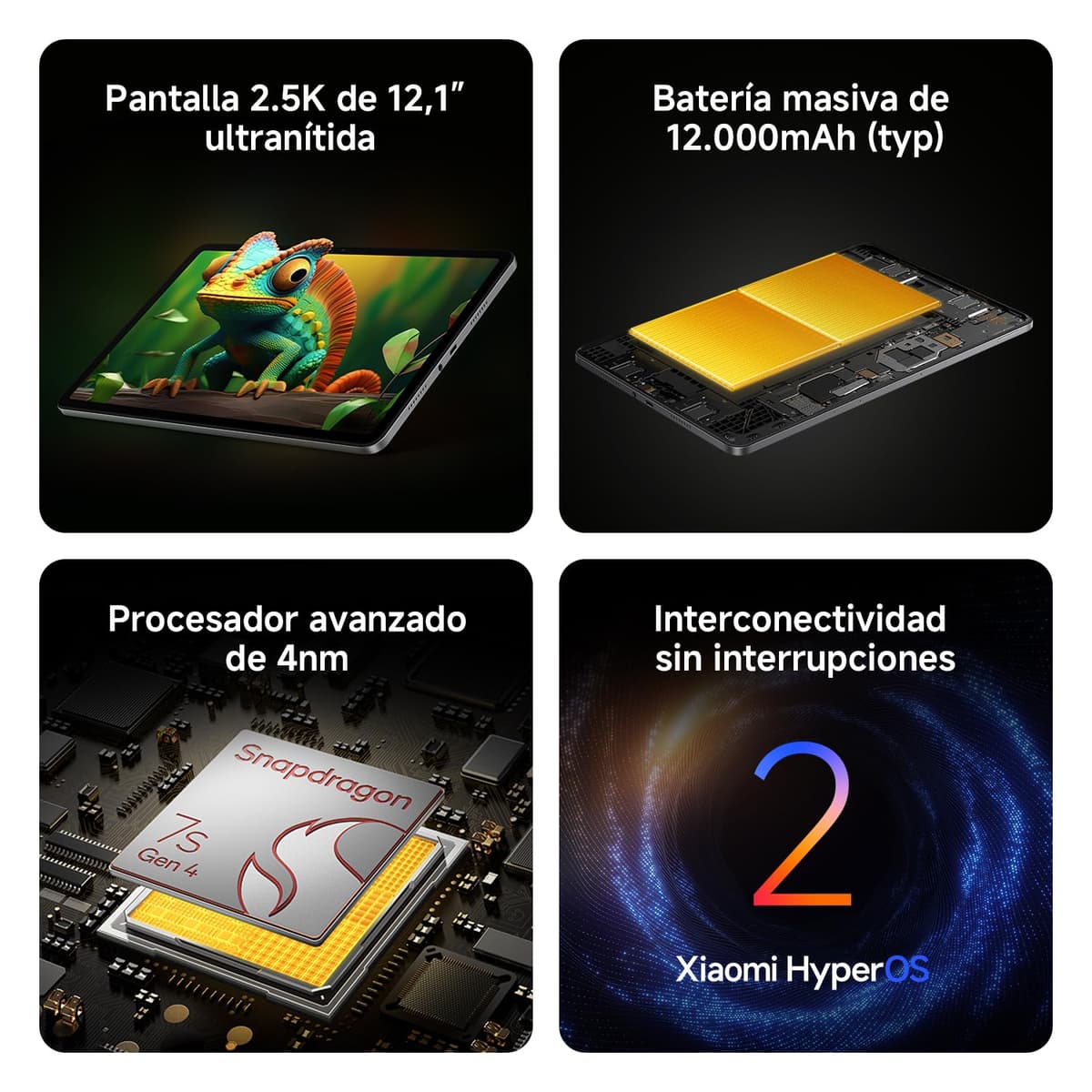 XIAOMI REDMI Pad 2 Pro - Tablet de 12.1" 2.5K (Snapdragon 7s Gen 4, 6GB de RAM, 128GB de ROM, WiFi 6 + Bluetooth 5.3, Batería de 12000 mAh, Cargador no Incluido), Plata (Versión ES) — view 3