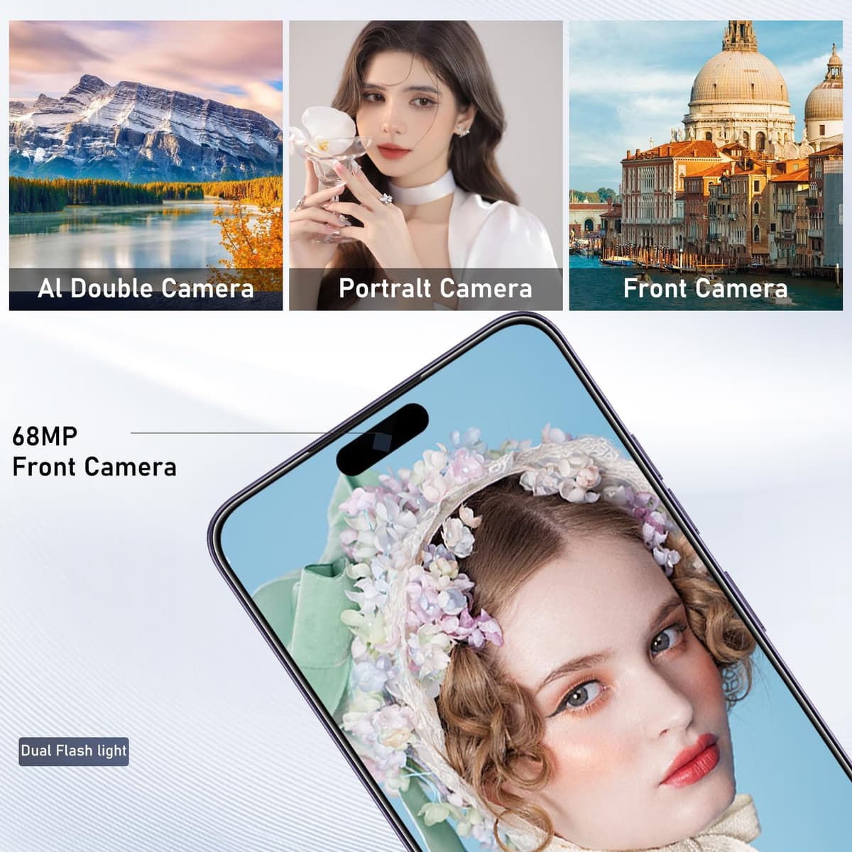 16PM Unlocked Phone,6.99" HD Screen The Phone,8+256GB with 128GB Memory Card Cell Phone, Android 13.0,108MP & 68 Camera,Photo Shortcut button/5G/Face ID/Fingerprint Lock (Gray) — view 4