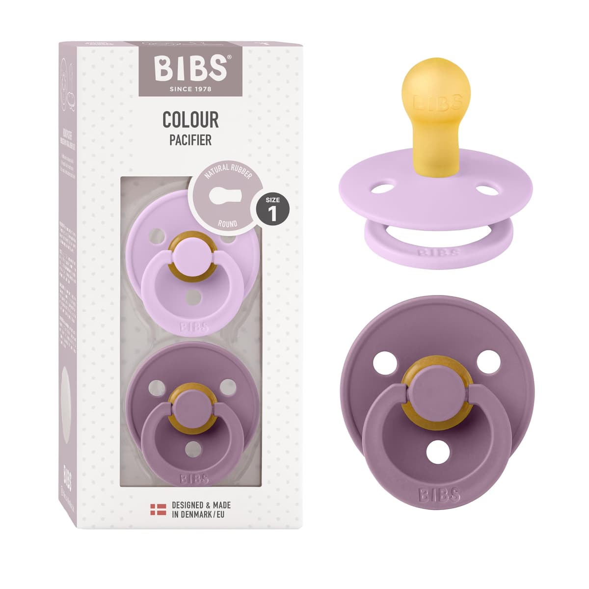 BIBS Colour Soother 2-Pack, BPA Free Dummy Pacifier, Round Nipple. Natural Rubber Latex, Size 2 (6-18 Months), Sky Blue/Steel Blue — view 43