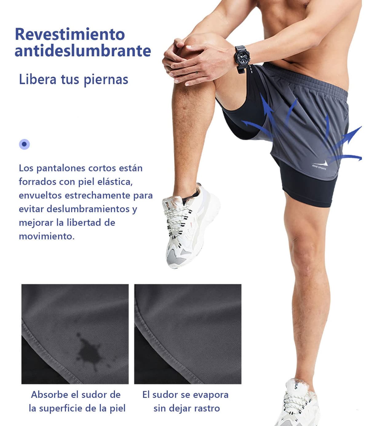 Rane Sports Men's 2 in 1 Running Shorts Ideal for Gym, Athletics, Outdoor Training — view 5