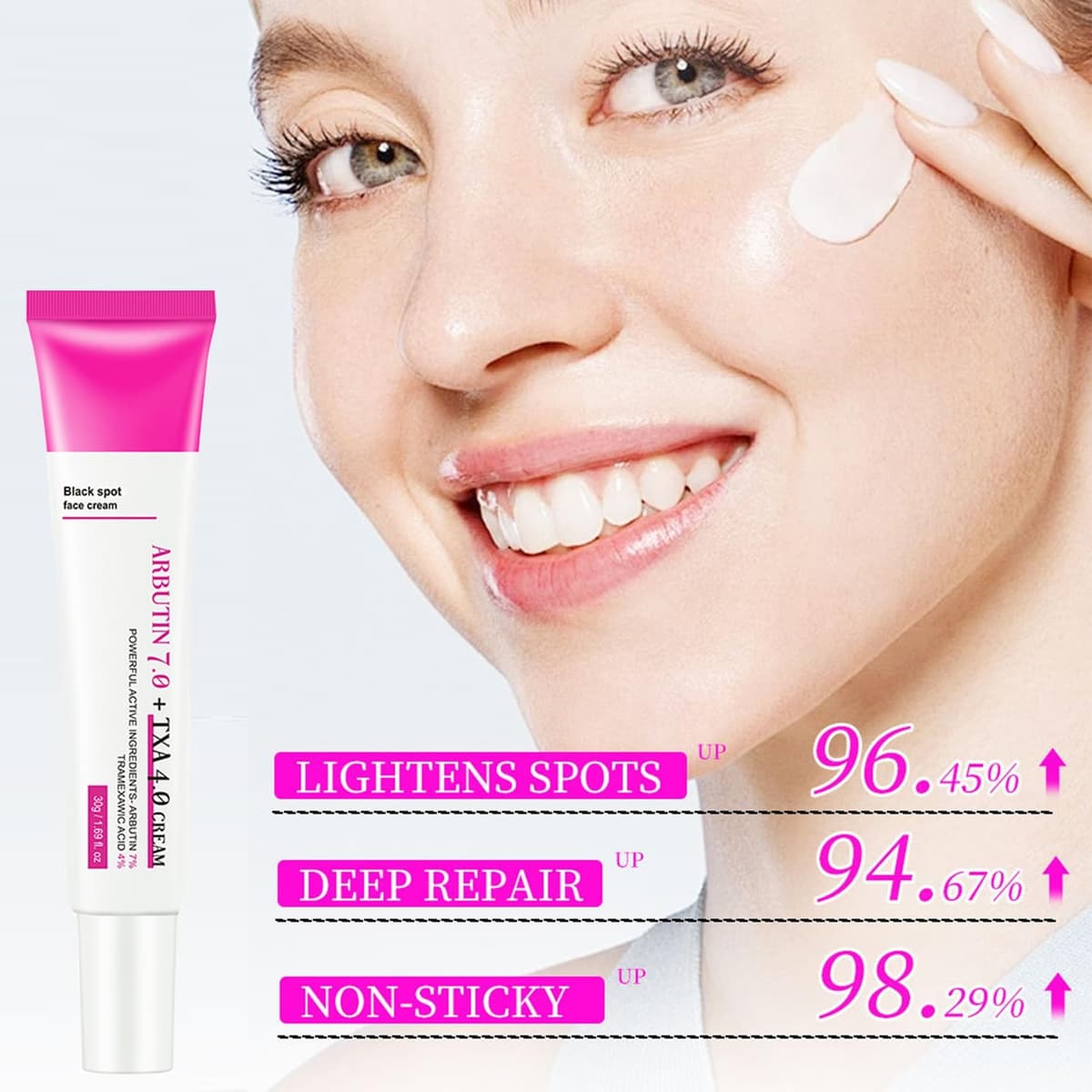 Arbutin 7% + ácido tranexámico 4% crema – Dark Spot Remover Skin Lightening Cream, Eliminador de manchas de pigmentación facial – Crema Glow Skin contra manchas de pigmento, pecas e imperfecciones — view 5
