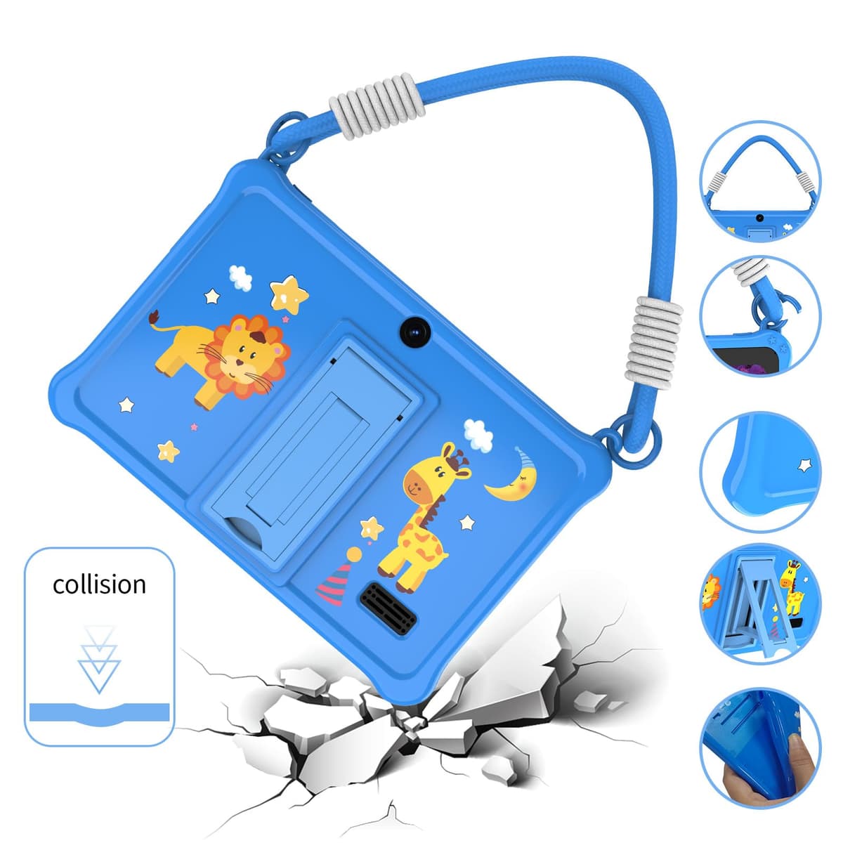 GOZZGEAR Android 13 Kids Tablets 7 inch for Toddler, Parental Control, Free Kids APP, 32GB, Expandable 512GB, 3500Mah, WiFi Dual Camera with Eye Protection, Blue — view 2
