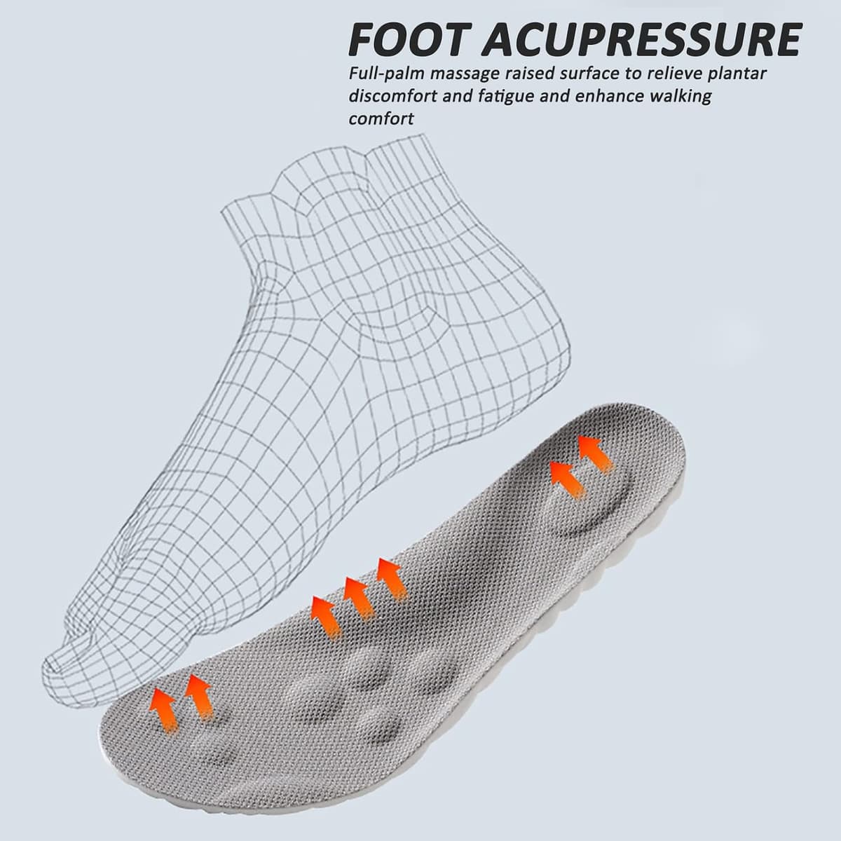 Memory Foam Insoles with Arch Support for Women Men,Comfort Massage Insoles Replacement Shoe Inserts for Trainers Sneakers Sports Shoes Work Boots,Breathable,Shock Absorption (8/8.5UK, Black) — view 4
