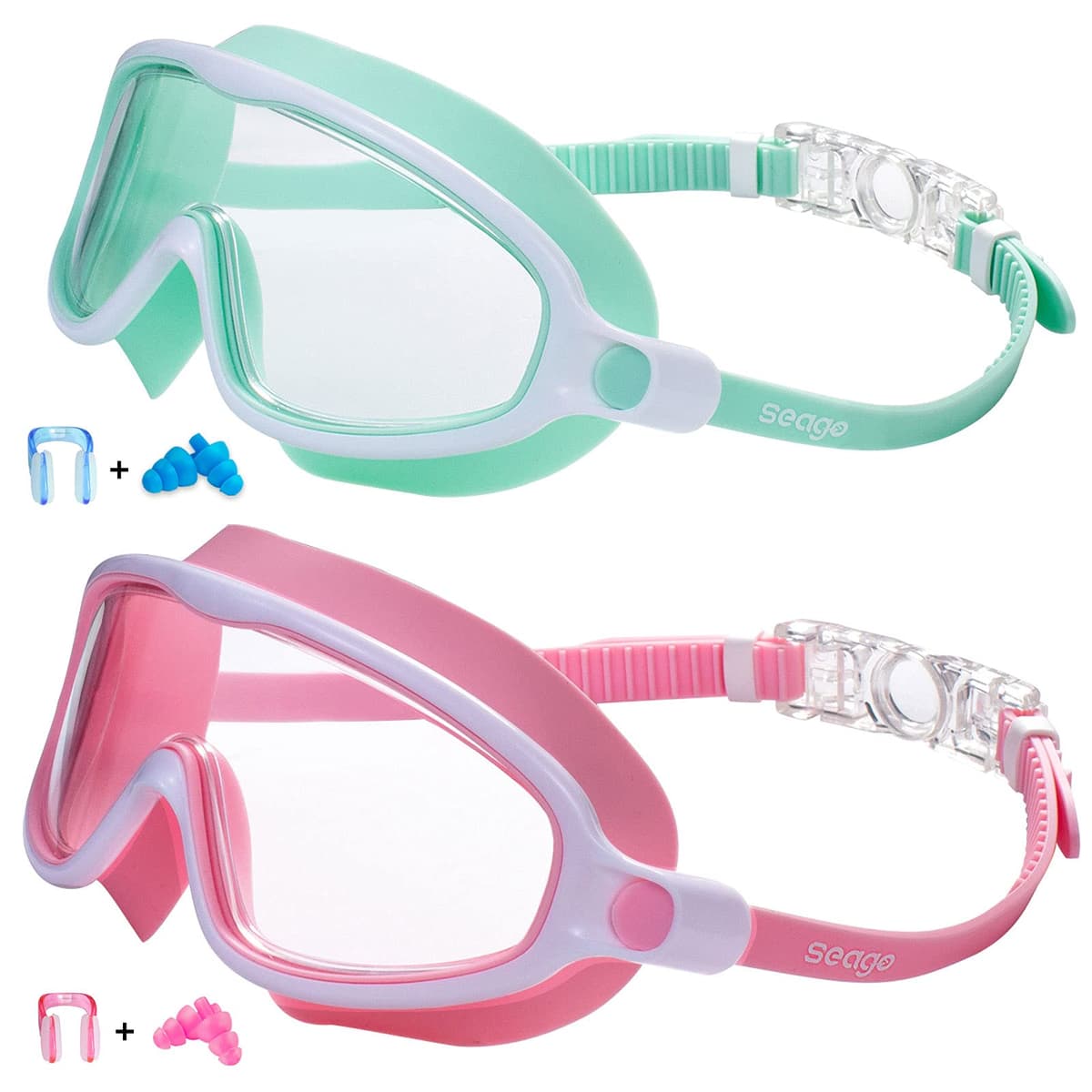 Seago Swim Goggles 2 Pack Anti-Fog Anti-UV Wide View Swimming Goggles for Kids 3-14 — view 17