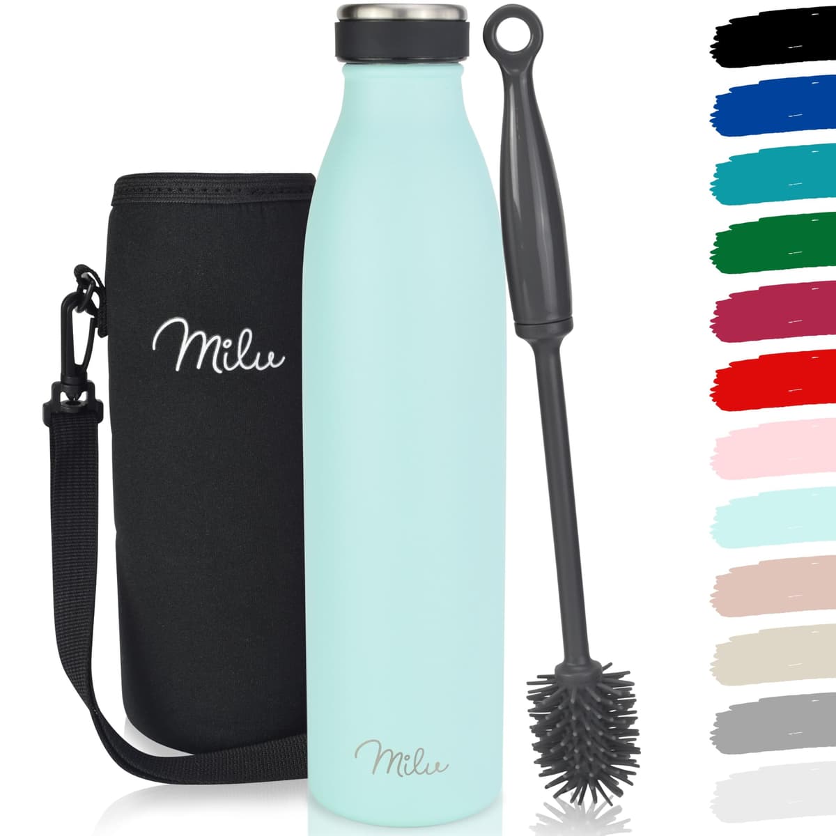 Milu Stainless Steel Drinking Bottle 1500 ml - Insulated Thermo Flask for Water - Leak Proof, Insulated and Double Walled, Carbonated (Granite Navy Blue, 1,5L) — view 37