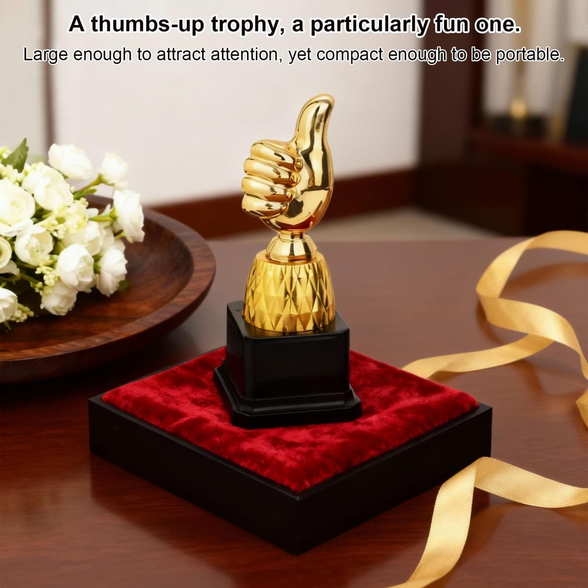 4 trofeos dorados con pulgares arriba, 13 cm, grabado divertido de plástico para celebraciones, juegos deportivos, aula, trabajo, competición, recompensas, reconocimiento humorístico — view 4