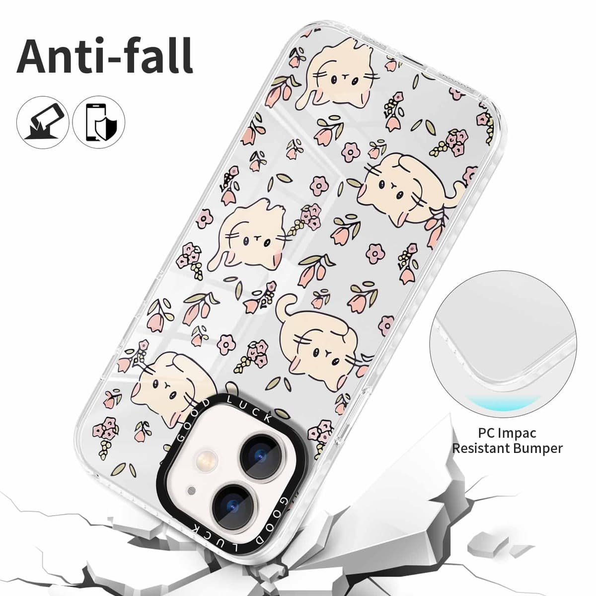 Xylota 2 Piezas Funda para iPhone 12/iPhone 12 Pro 6,1",Transparente Carcasa Lindo Dibujos Gatos Mujer Niñas Case, Ultra Delgado Silicona Suave TPU Bumper Antichoque Protección Cover para iPhone 12,07 — view 5