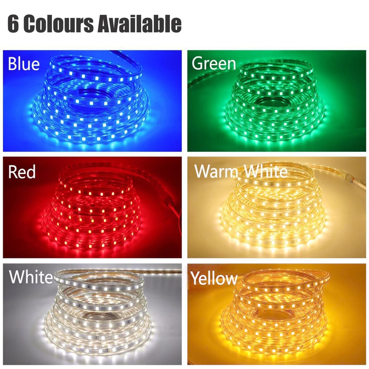 5m LED Strips Lights Warm White, 220V- 240V Ribbon SMD 5050 60leds/m Rope Lighting, IP65 Waterproof, No Self Adhesive, DIY Home Kitchen Bar Decking Holiday Christmas Indoor Decoration — view 4