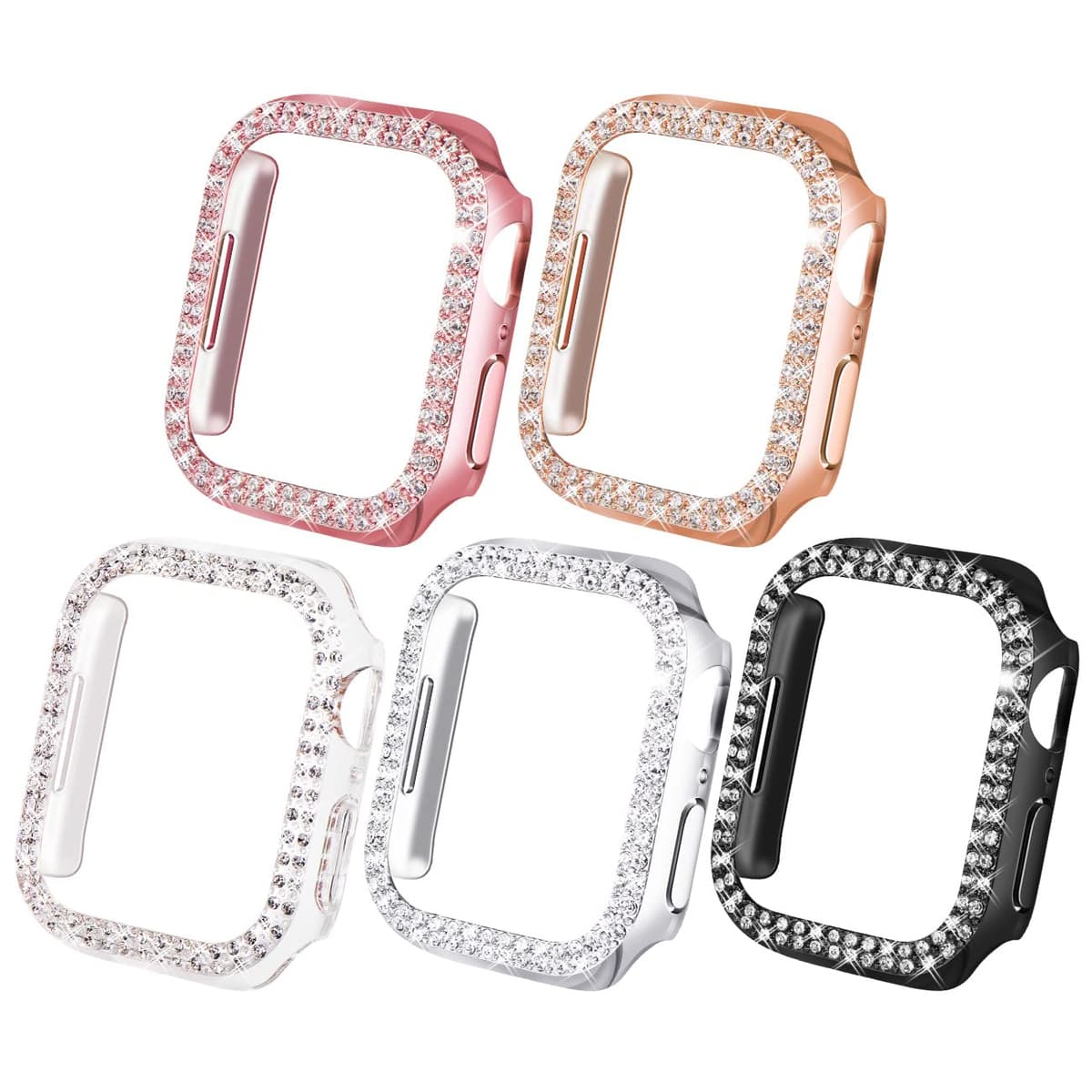 NewWays 2 Pack Compatible with Apple Watch Case 40mm Built-in Screen Protector,Women Diamond Bling Cases for iWatch Series SE(2025-2020) 6 5 4,Silver/Clear — view 17