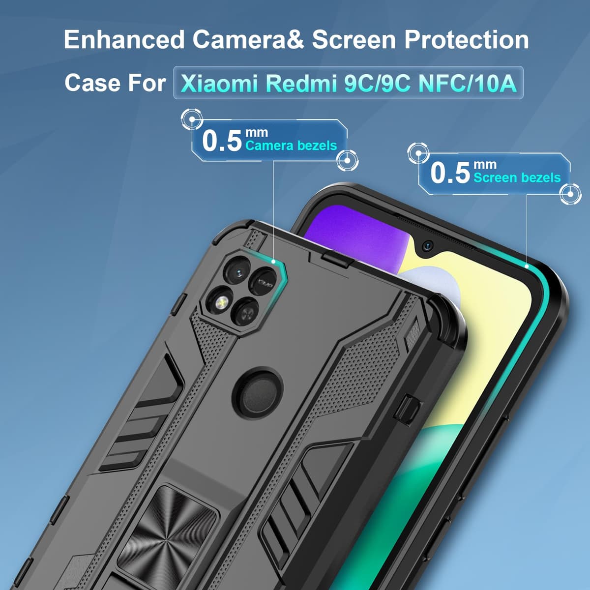 Funda para CMF Phone 2 Pro, Carcasa Antigolpes con Soporte anular metálico, Case Protectora de Grado Militar, Negro — view 479