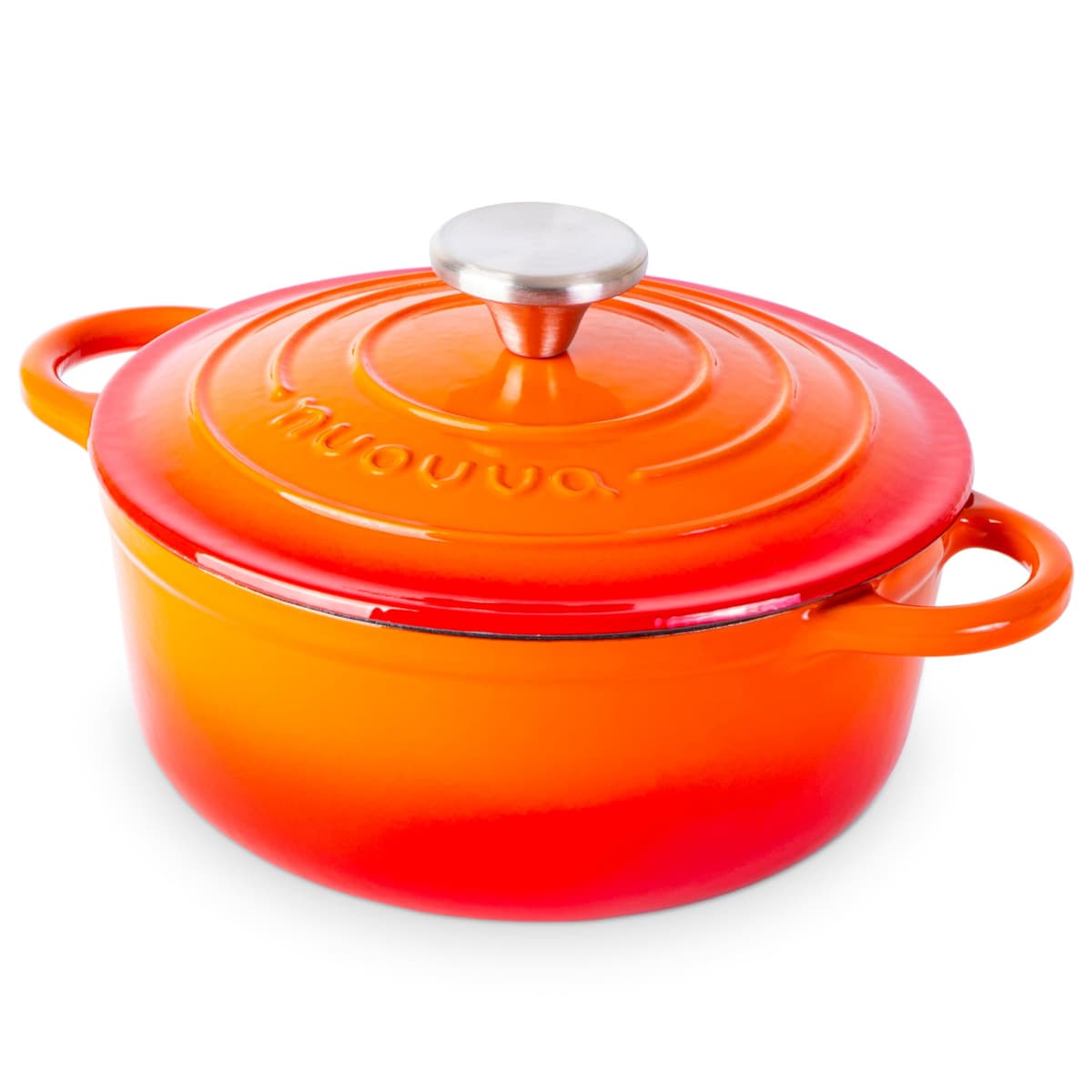 Nuovva Enamelled Cast Iron Dutch Oven Pot with Lid – 5 Quart Casserole Dish – Ceramic Dutch Oven for Bread Baking, Roasting, Braising & Stews – Oven Safe up to 500°F – 24cm Orange — view 54