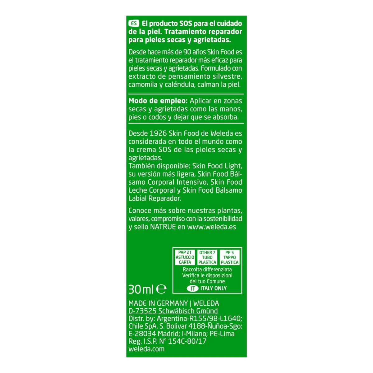 Weleda - Skin Food Original, Crema Reparadora, Nutre e Hidrata, con Aceite de Girasol y Almendra, Caléndula, Pensamiento Silvestre y Manzanilla, para Piel Muy Seca y Agrietada -75 ml — view 13