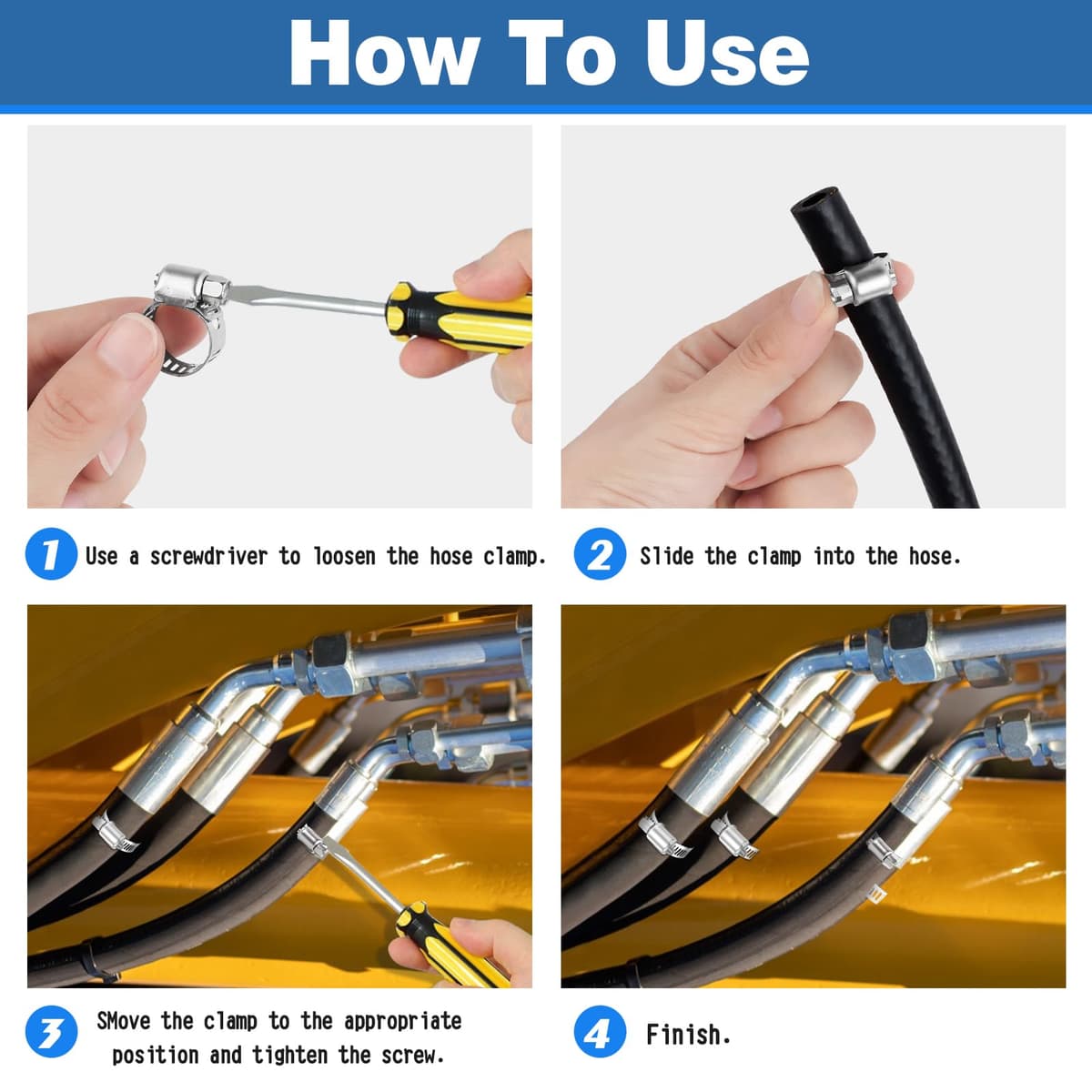 8mm Fuel Hose, 5/16 Inch ID Fuel Line Set 1 Meter Fuel Pipe with 6 Pcs Hose Clamps for Trucks, Cars, Tractors and Small Engines — view 5