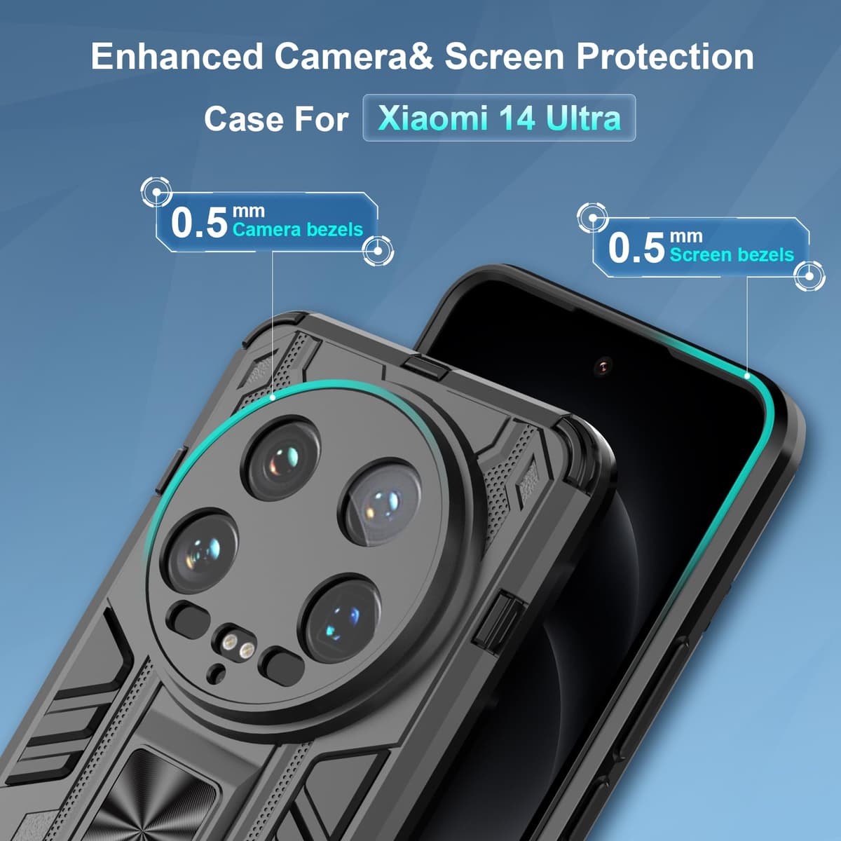 Funda para CMF Phone 2 Pro, Carcasa Antigolpes con Soporte anular metálico, Case Protectora de Grado Militar, Negro — view 754