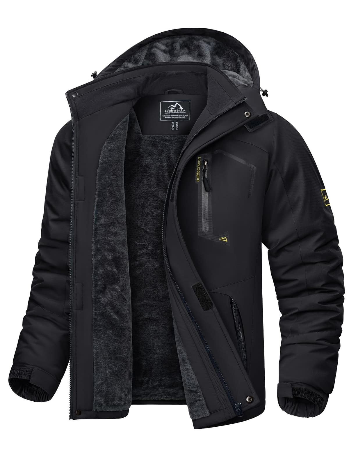 KEFITEVD Hombre Impermeables Lana Chaquetas Impermeables Esquí Cálidos Invierno Abrigos Térmicos Exteriores Abrigos con Capucha Desmontable