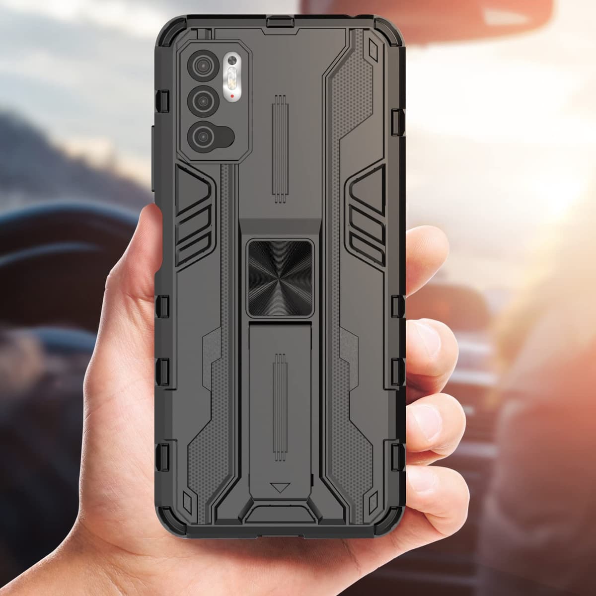 Funda para CMF Phone 2 Pro, Carcasa Antigolpes con Soporte anular metálico, Case Protectora de Grado Militar, Negro — view 952