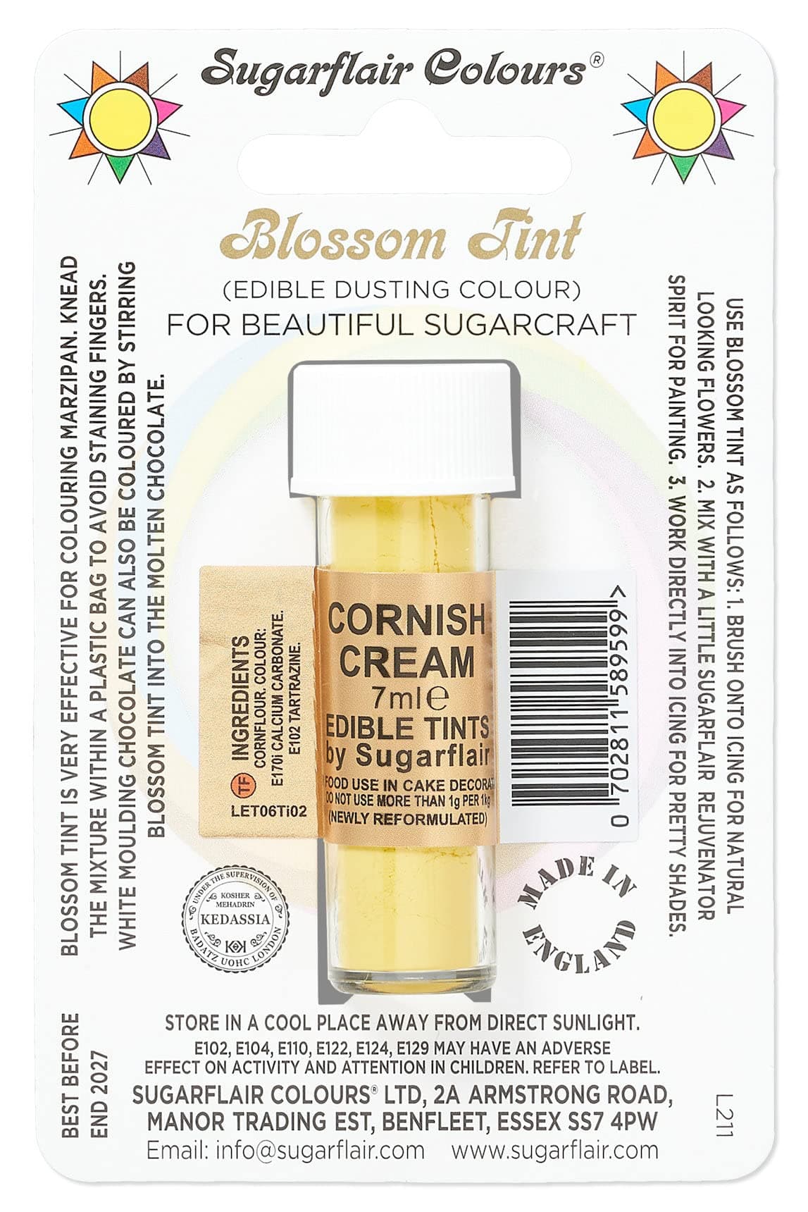 Sugarflair Blossom Tint Grape Violet Food Colouring and Dusting Powder, Matt Finish, Brush On or Mix with Rejuvenator Spirit to Create a One of A Kind Cake - 7ml — view 2