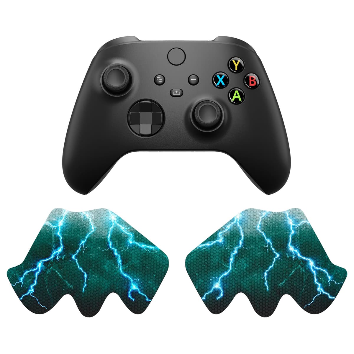 eXtremeRate PlayVital Soft Rubber Grip for Xbox Series X/S Controller - Anti-Slip Sweat-Absorbent Handle Pads, Non-Slip Textured Cover (Green Storm Thunder) — view 9