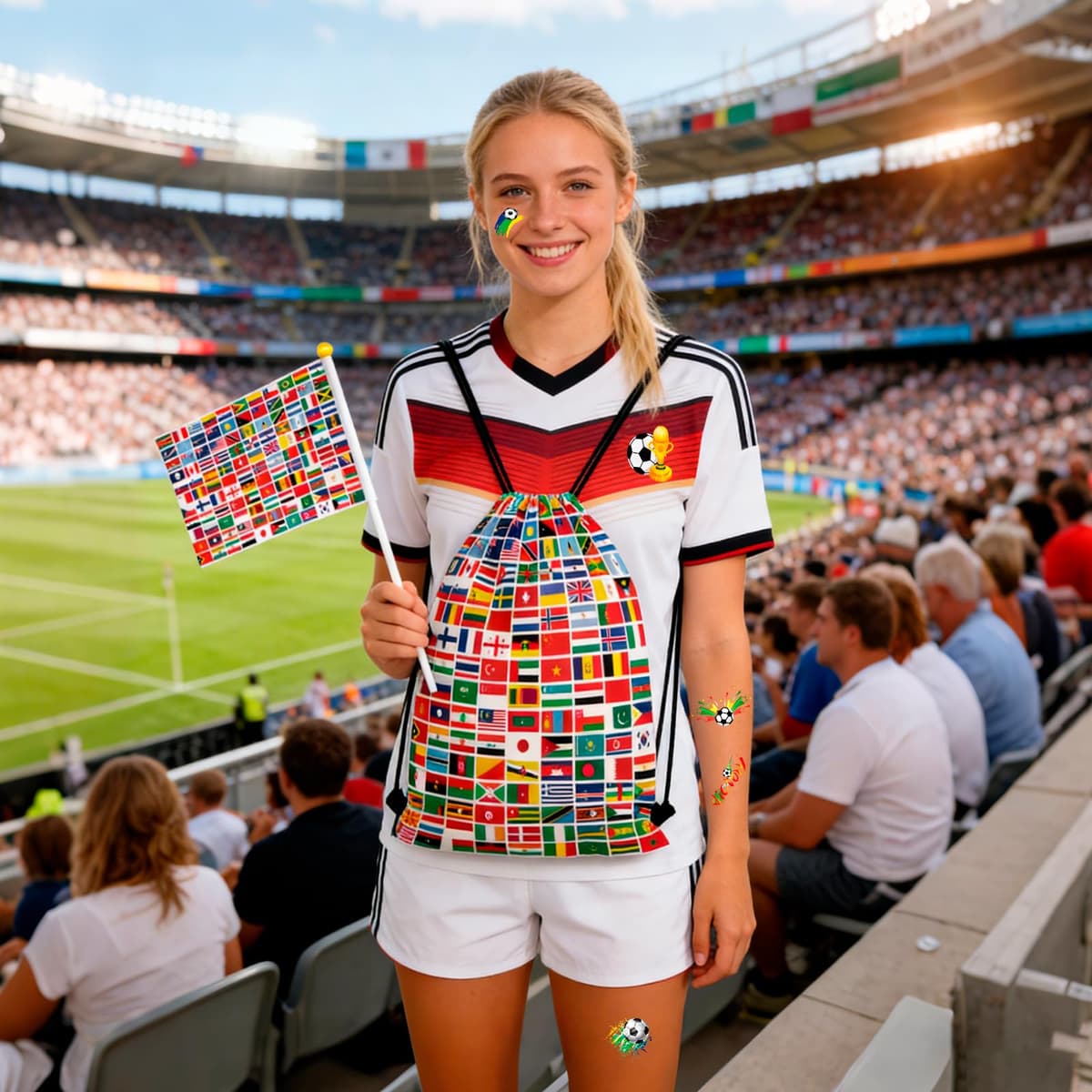 World Cup Football 2026 Drawstring Backpack Set with Flags World Cup 2026Accessories for Fans, Boys Girls Party Favors, Souvenirs & Multi-Nation Souvenir Gear — view 5