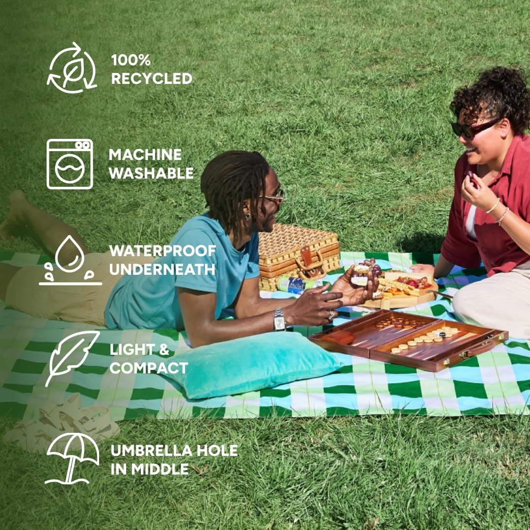 Dock & Bay Picnic Blanket - Quick Dry & Water Resistant - 100% Recycled Materials - Large (170x170cm) - Apple Tart — view 2