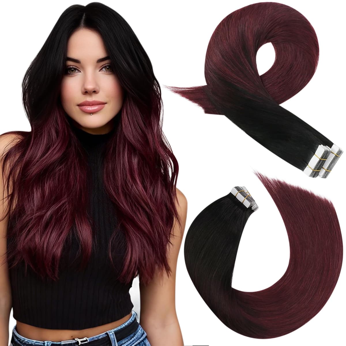 Moresoo Tape in Hair Extensions Human Hair Ash Blonde with Bleach Blonde Tape Hair Extensions Blonde Real Human Hair Extensions Tape-ins 12 Inch 20 Pieces/30g #P18/613 — view 11