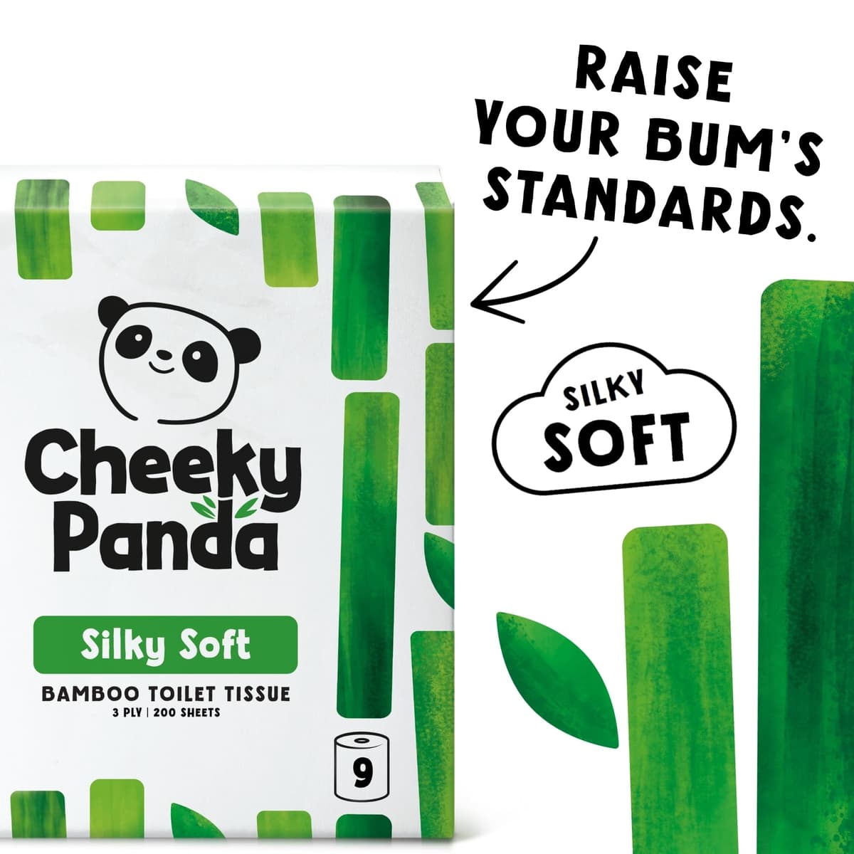 The Cheeky Panda Bamboo Toilet Paper – 9 Rolls of Toilet Paper | Plastic Free Packaging and Sustainable Toilet Tissue | 100% Compostable — view 3