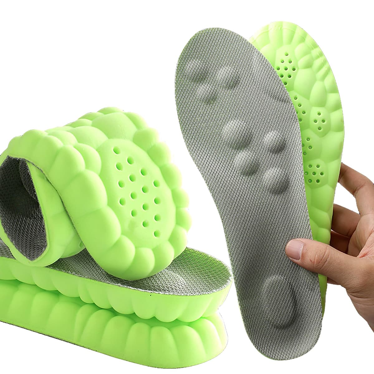 Memory Foam Insoles with Arch Support for Women Men,Comfort Massage Insoles Replacement Shoe Inserts for Trainers Sneakers Sports Shoes Work Boots,Breathable,Shock Absorption (5/5.5UK, Black) — view 11