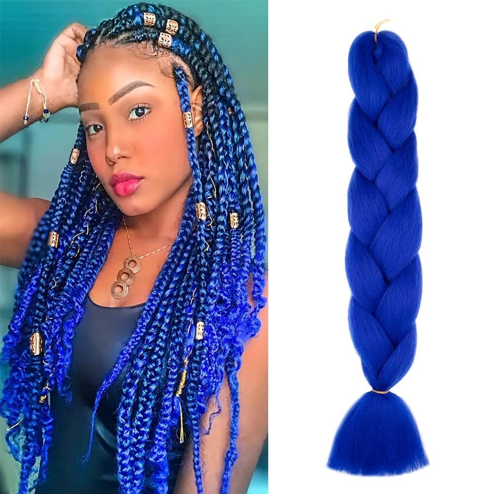 24" Braiding Hair Extension Jumbo Braids Synthetic 3bundles/pack Crochet Hair Afro Box Braid Heat Resistent (Dark Purple) — view 143