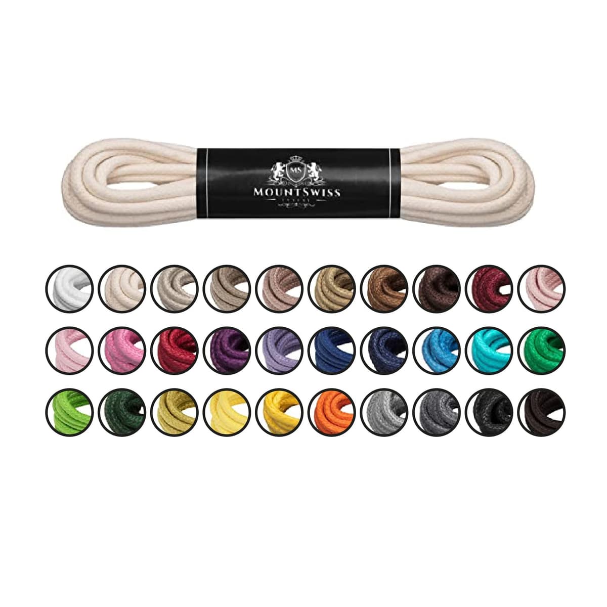 Cordones Mount Swiss© Luxury encerados y redondos para zapatos de traje y de piel, 2 - 3 mm de diámetro, 45 - 120 cm de longitud — view 13