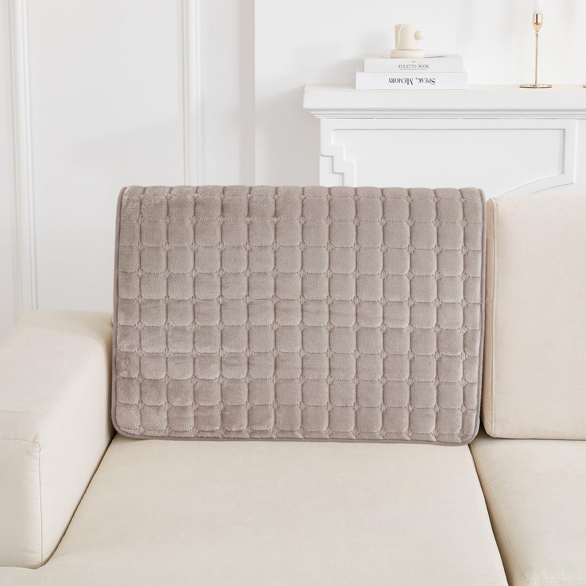 SHANNA Thick Rabbit Plush Sofa Cover 1 2 3 Seater, New Universal Non-Slip Corner Sofa Cover L Shape Super Soft Faux Fur Sofa Slipcovers for Living Room(Grey, 70 * 180cm Seater Cover) — view 42