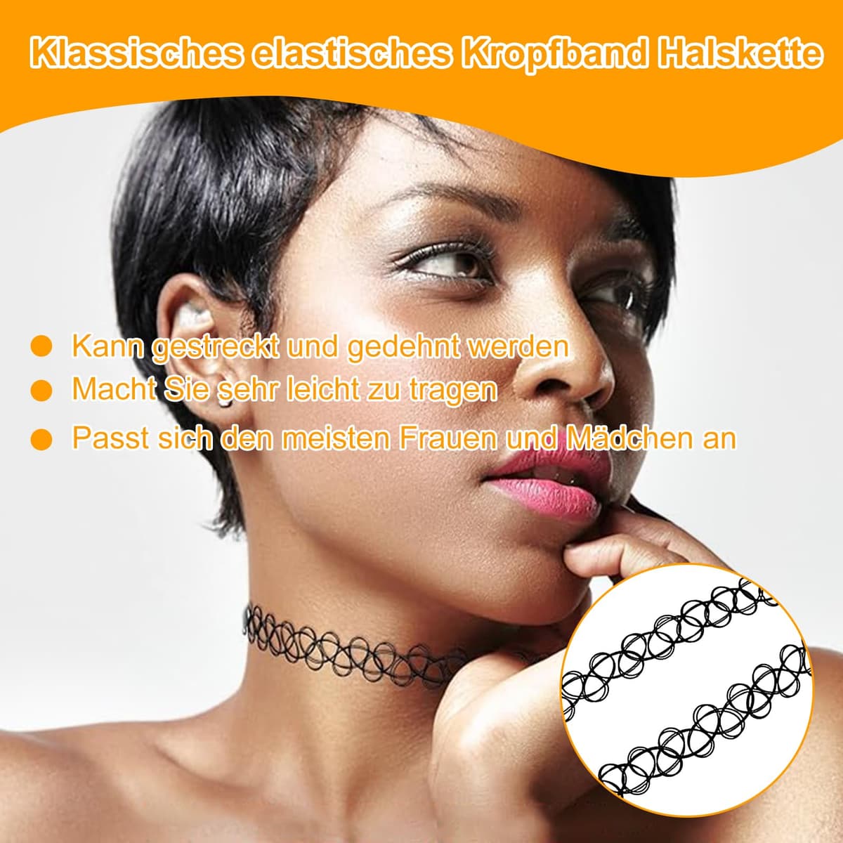 LICQIC 90s Choker Necklace Kit, Tattoo Choker Necklace, Elastic Stretchable Neon Chokers, Gothic Tattoo Choker Chain Jewelry for Women Girls — view 3