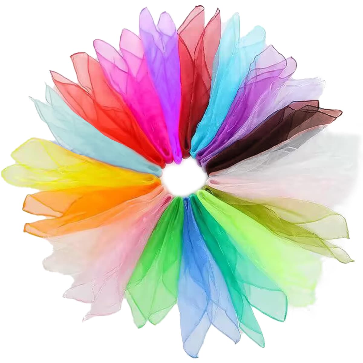 Genérico 20 Pañuelos de Malabares, Pañuelos de Colores, Pañuelos de Baile, Bufandas Malabares Pañuelos Mágicos para Fiestas Infantiles y Juegos Malabares 60 x 60 cm