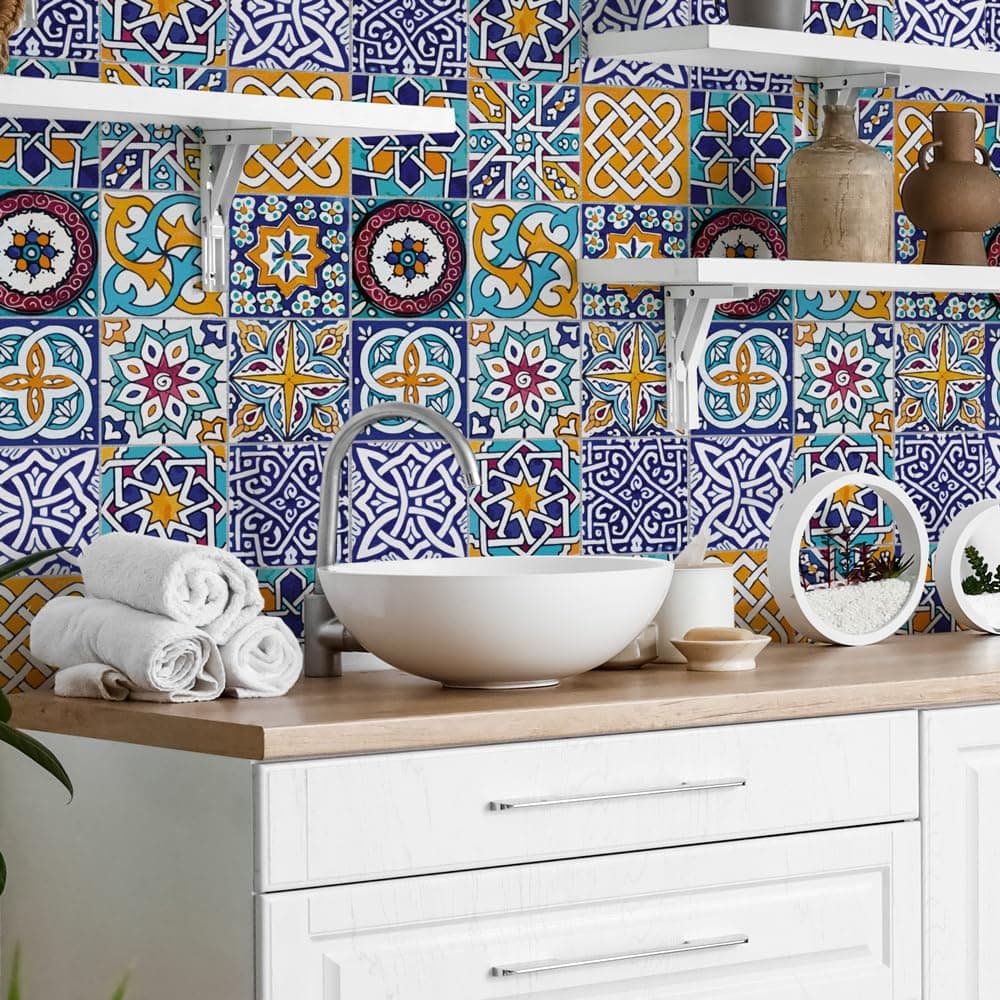 RE-COVERTILES - Pegatinas Azulejos Cocina y Baño Stickers de PVC Impermeables Antiarañazos Decoración de Pared Baldosas Peel and Stick - Modelo 24 Pzas 10x10 cm PS00179 Made in Italy — view 58