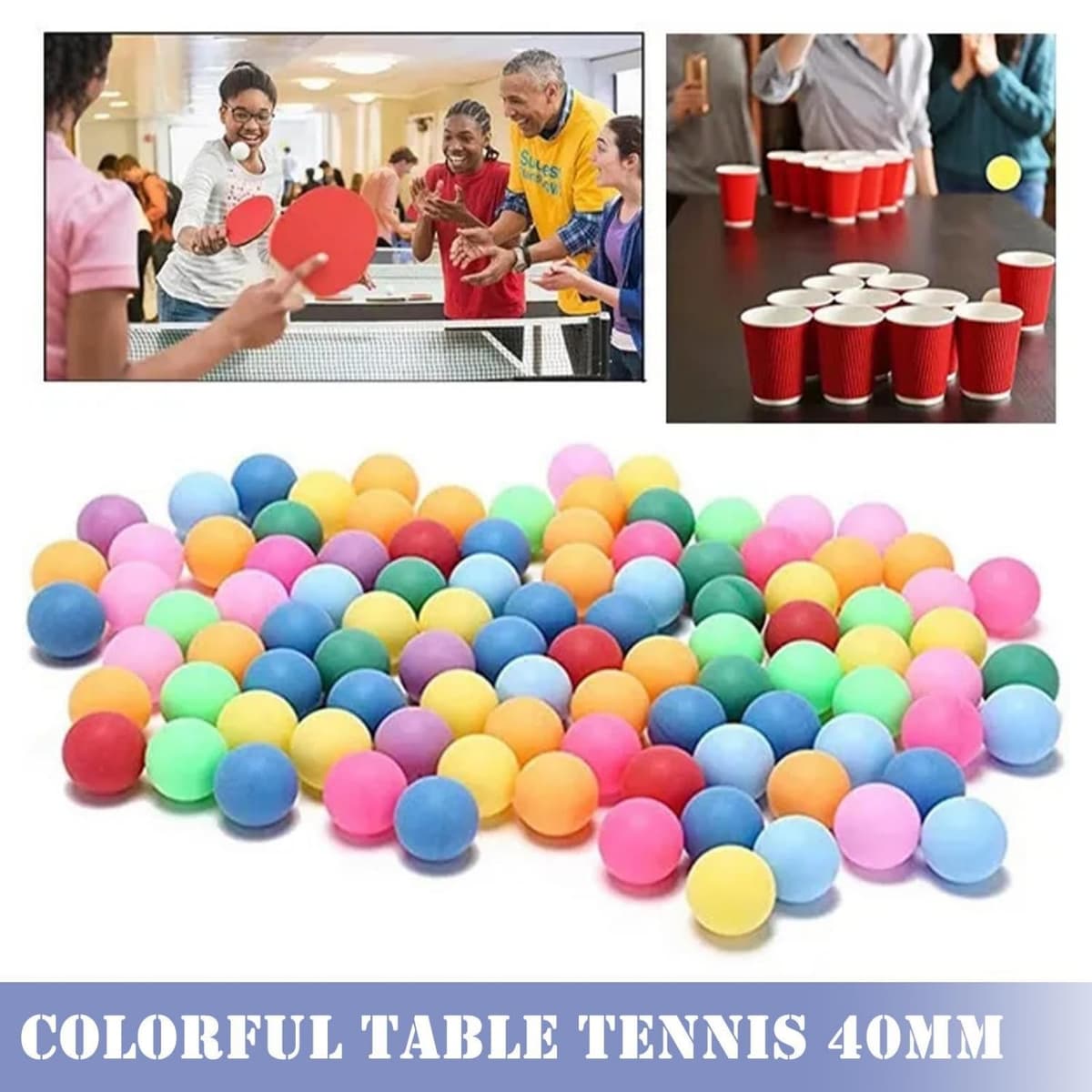 Pelotas de Ping Pong,50 Piezas 40 mm Color Pelotas de Ping Pong Plastico Pelota Ping Pong Pelota Ping Pong estándar para Adultos y Niños Mezcla de Colores — view 5