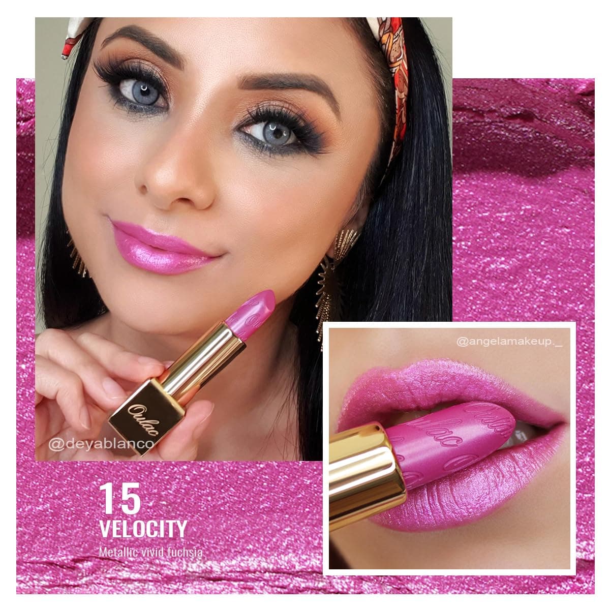 OULAC Pintalabios Rosa Brillo Metálico, Brillo 3D de Larga Duración, Barras de Labios de Alta Pigmentación y Cobertura Total, Fórmula Cremosa e Hidratante, Vegan, 4.3 g, (15) Velocity