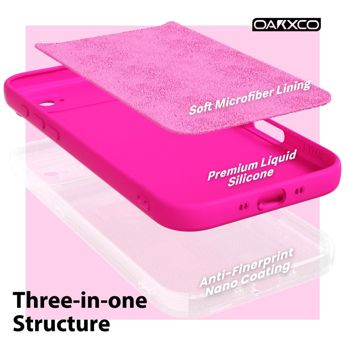 oakxco for iPhone 17 Pro Max Phone Case Liquid Silicone, Cute Thin Slim Grip Soft Rubber Gel for Women Men, Smooth Matte TPU Plain Solid Color Girly Simple Case with Camera Cover, Light Pink — view 1291