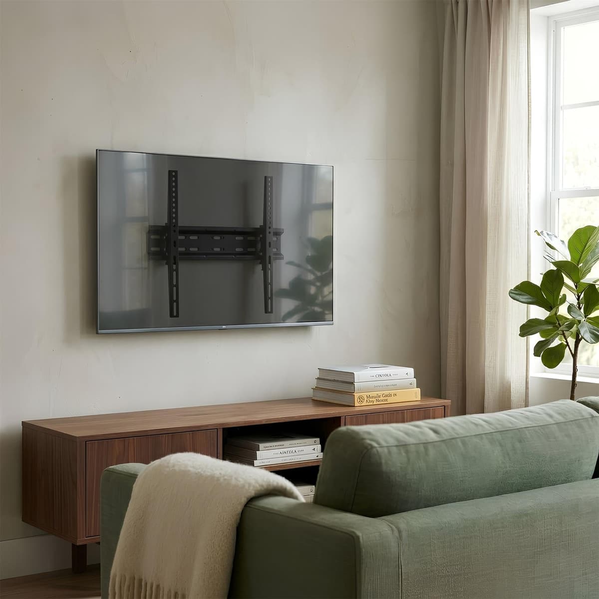 Harbour Housewares Slimline TV Wall Bracket 25-55" – Ultra-Slim Fixed/Flat Mount, VESA 75x75-400x400, Supports Up to 35kg, Black Steel, Space-Saving Home Cinema — view 2