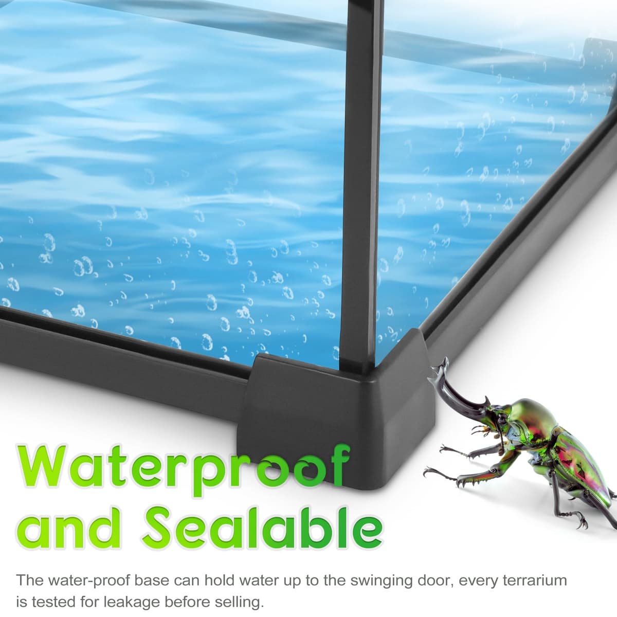 32 Gallon Professional Glass Terrarium 18"x18"x24" Durable Reptile Habitat Tank with Heat Resistant Aluminum Alloy Frame, Dual Front Swinging Doors for no Jam by Sand and Other Debris — view 5