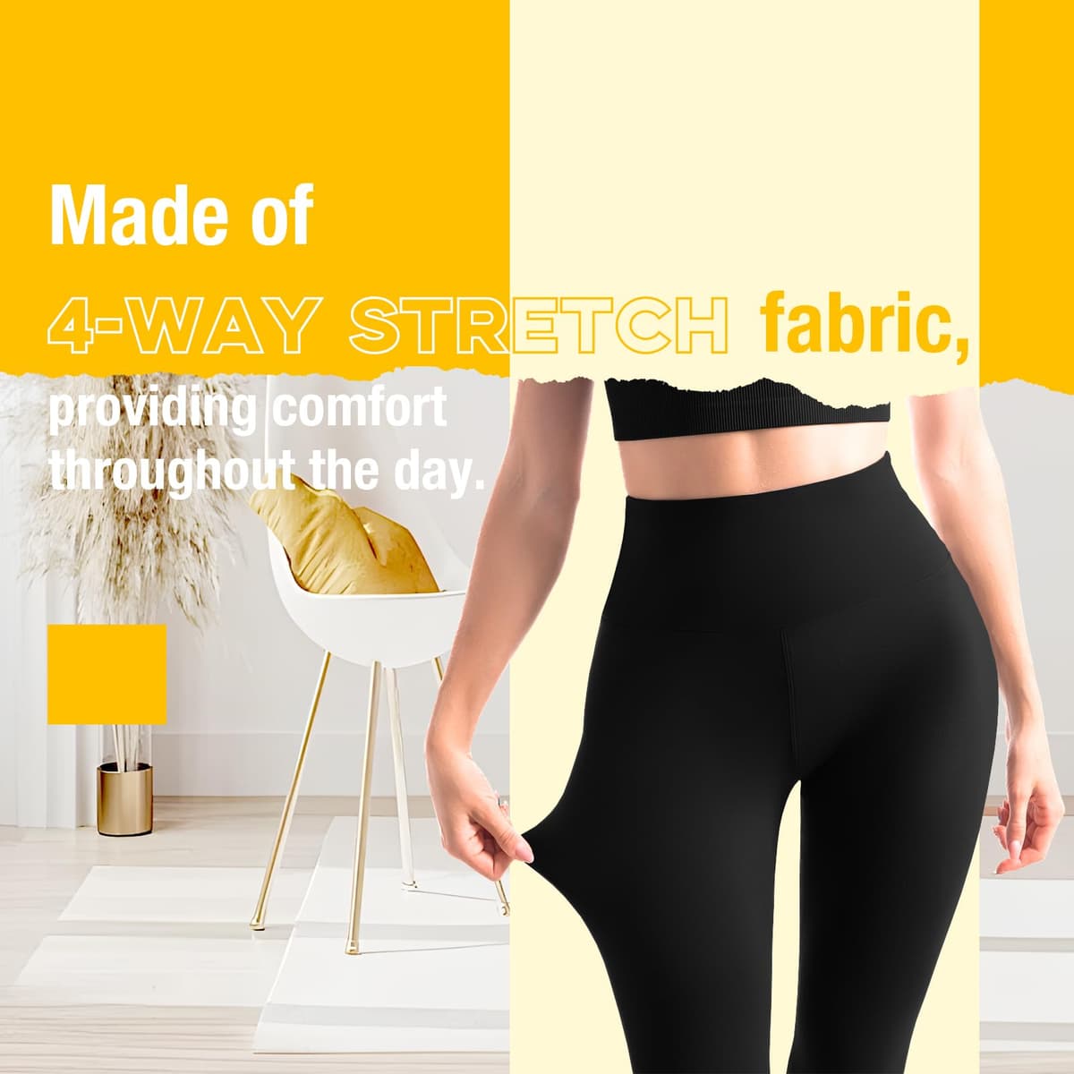 3 Pack Black Leggings for Women, High Waisted Buttery Soft Leggings for Workout Running Yoga — view 4